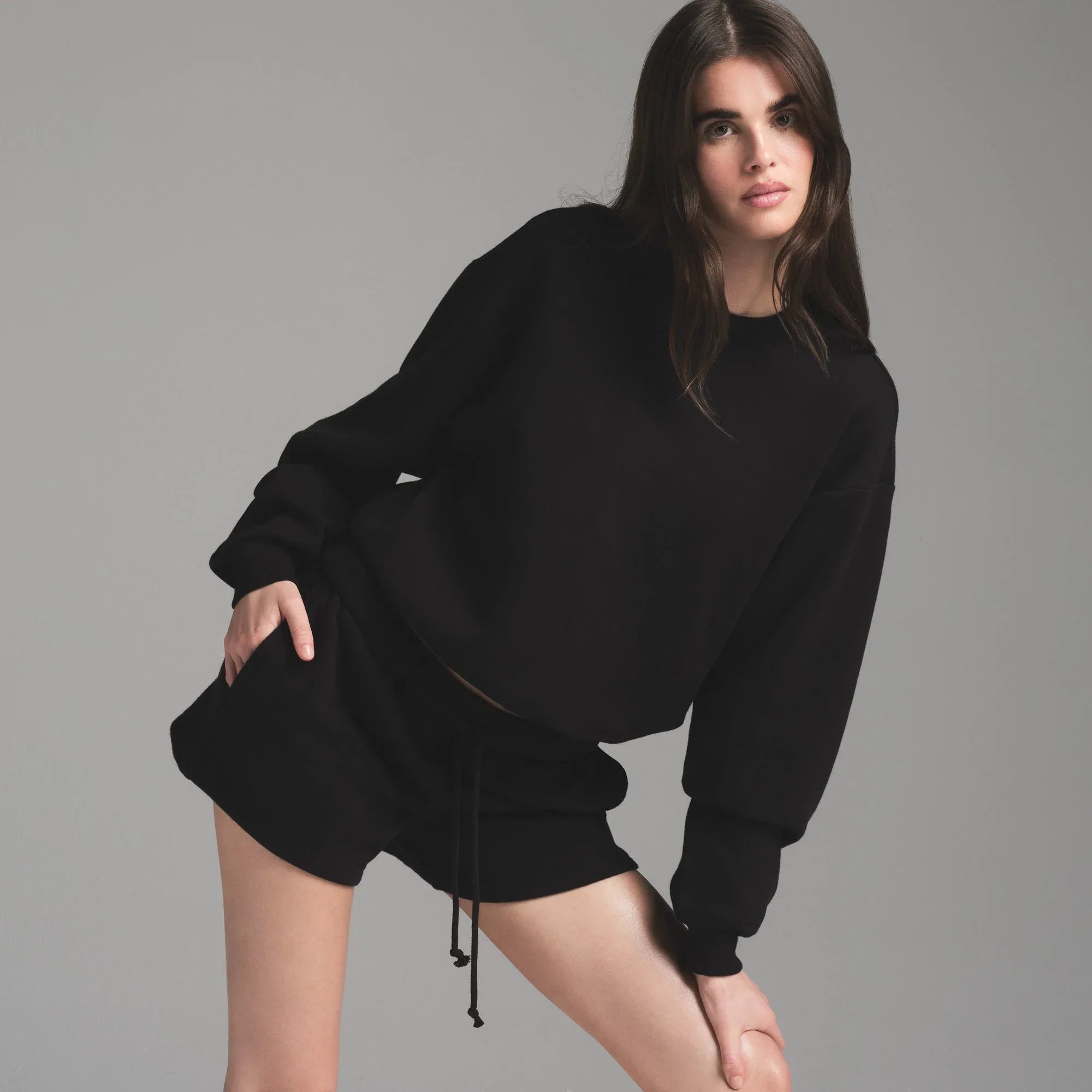 SKIMS COTTON FLEECE CLASSIC CREWNECK | ONYX - KAZAK - My Suti