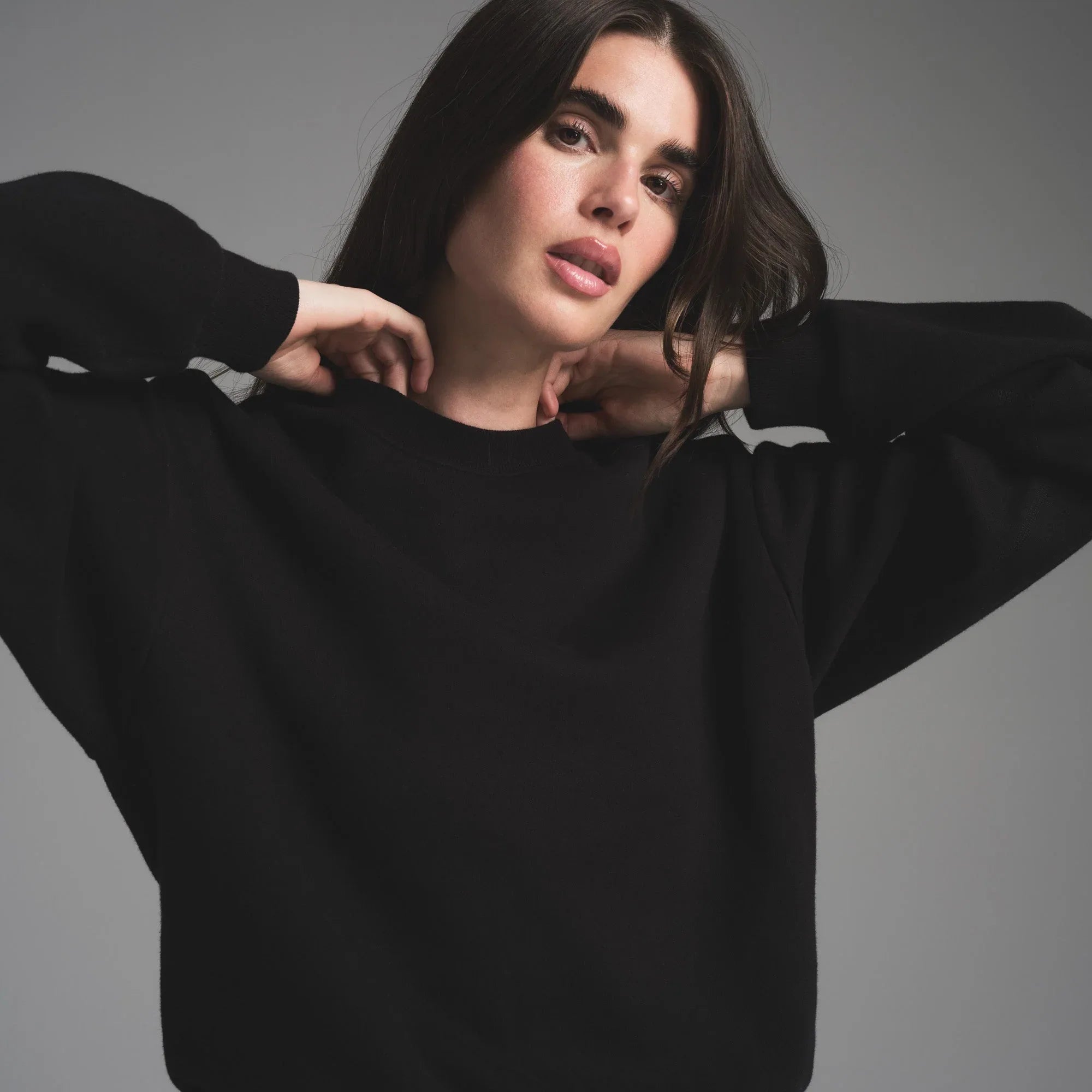 SKIMS COTTON FLEECE CLASSIC CREWNECK | ONYX - KAZAK - My Suti