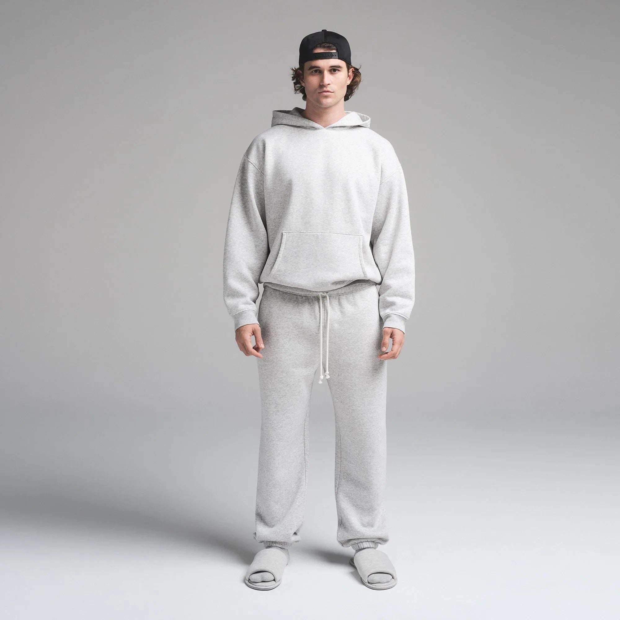 SKIMS FLEECE LOUNGE MENS RELAXED HOODIE | LIGHT HEATHER GREY - KAPŞONLU SWEATSHIRT - My Suti