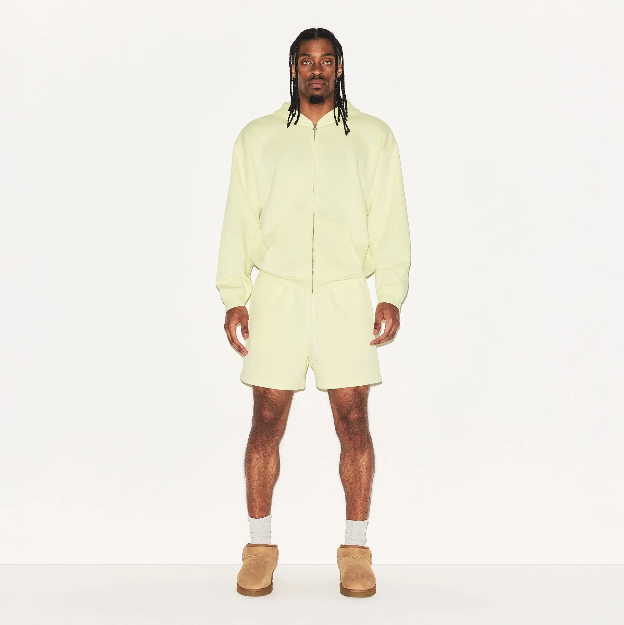 SKIMS FLEECE LOUNGE MENS RELAXED ZIP UP HOODIE | SULFUR - KAPŞONLU ÜST - My Suti