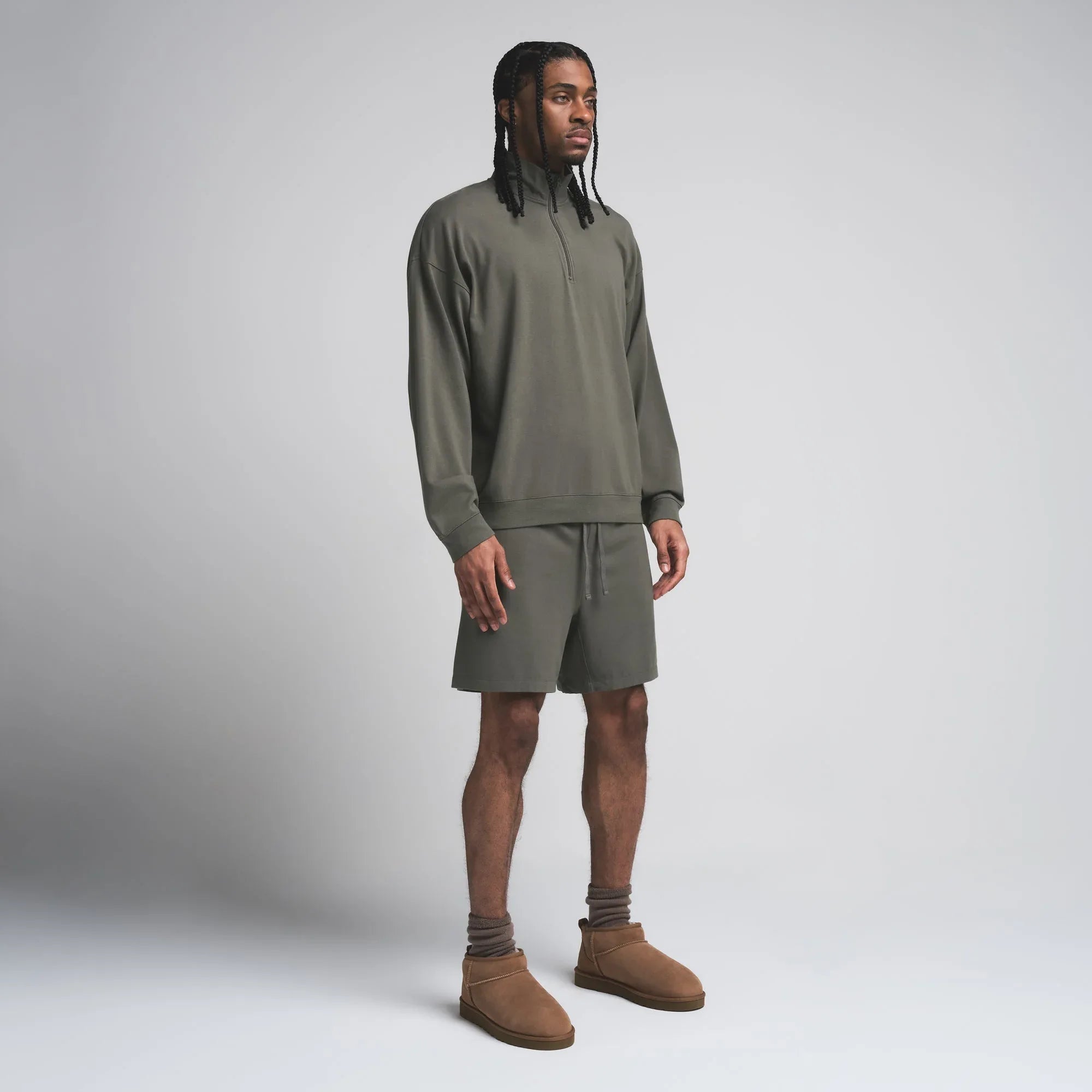 SKIMS JERSEY LOUNGE MENS RELAXED QUARTER ZIP PULLOVER | BASIL - KAZAK - My Suti