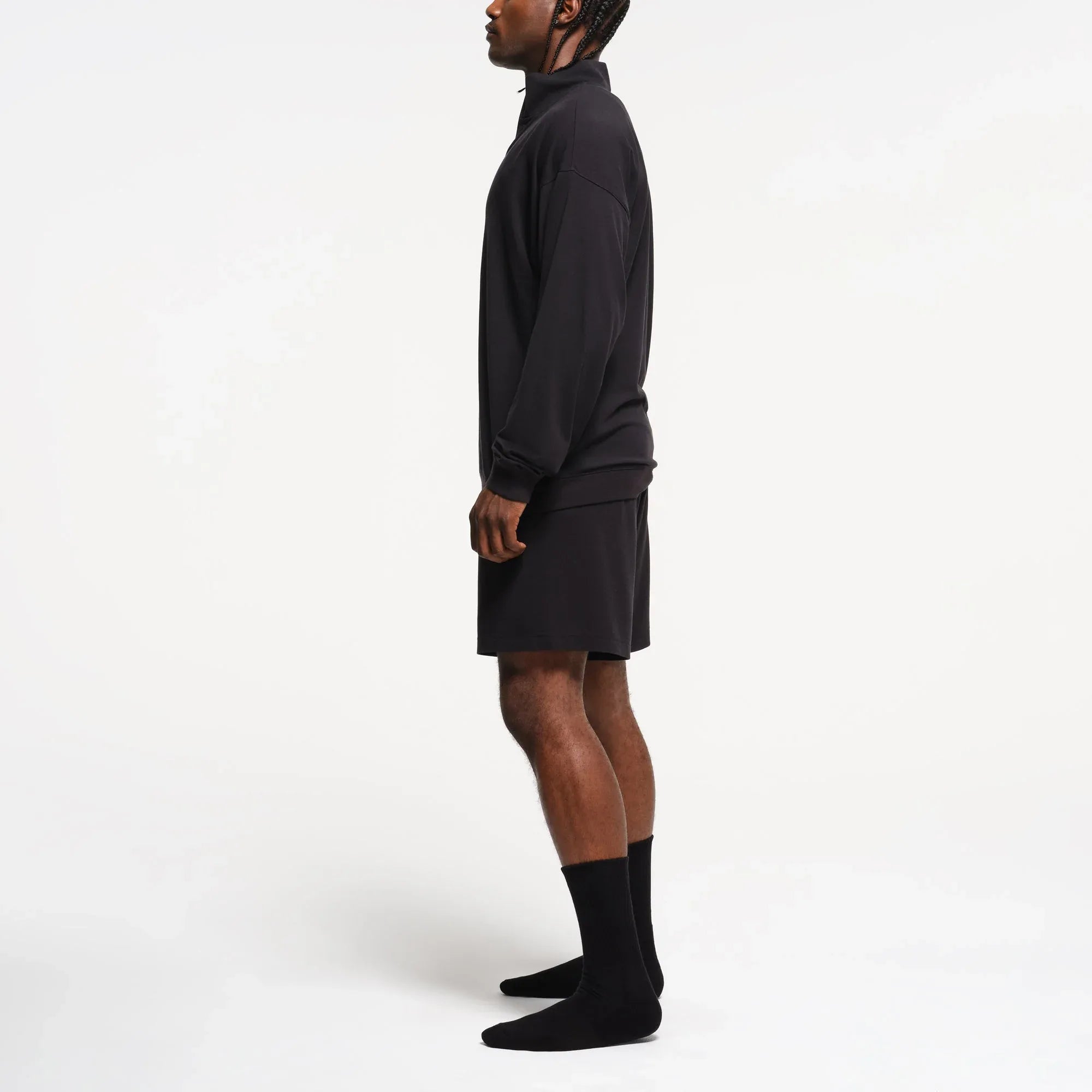 SKIMS JERSEY LOUNGE MENS RELAXED QUARTER ZIP PULLOVER | OBSIDIAN - KAZAK - My Suti