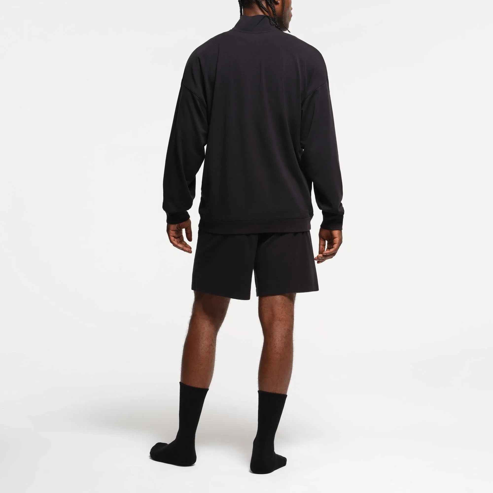 SKIMS JERSEY LOUNGE MENS RELAXED QUARTER ZIP PULLOVER | OBSIDIAN - KAZAK - My Suti