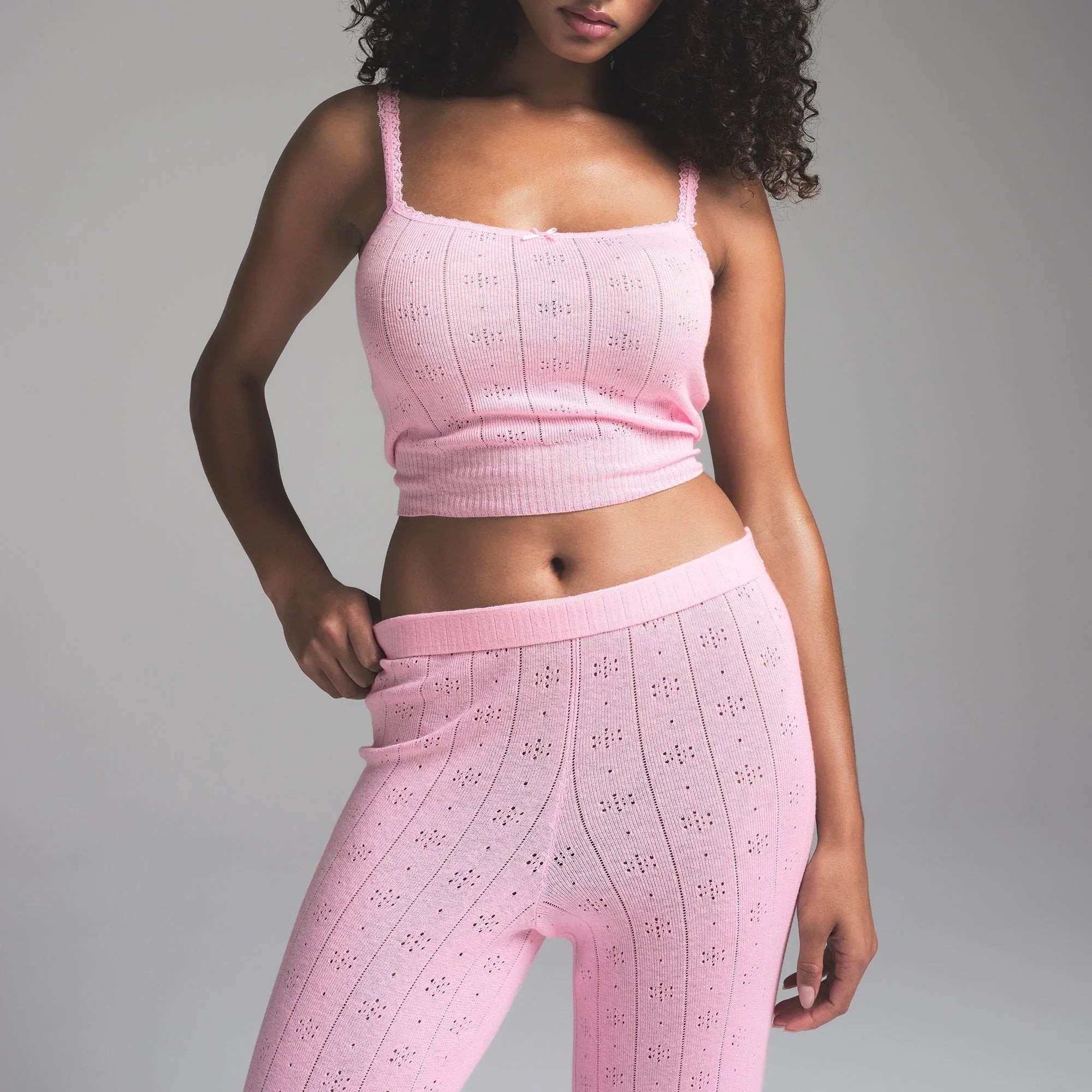 SKIMS SWEATER POINTELLE STRAIGHT LEG PANT | BABY PINK - PANTOLON - My Suti