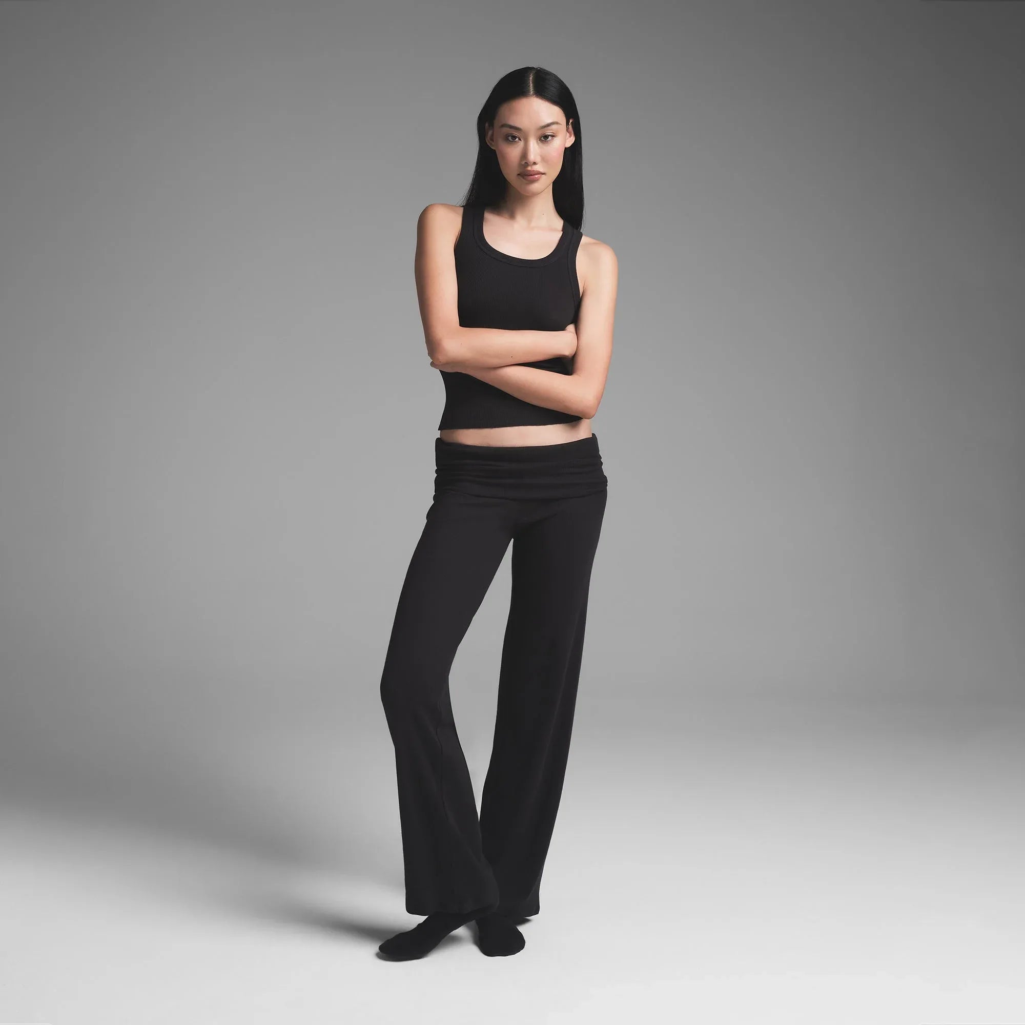 SKIMS COTTON RIB FOLDOVER STRAIGHT LEG PANT | SOOT - PANTOLON - My Suti