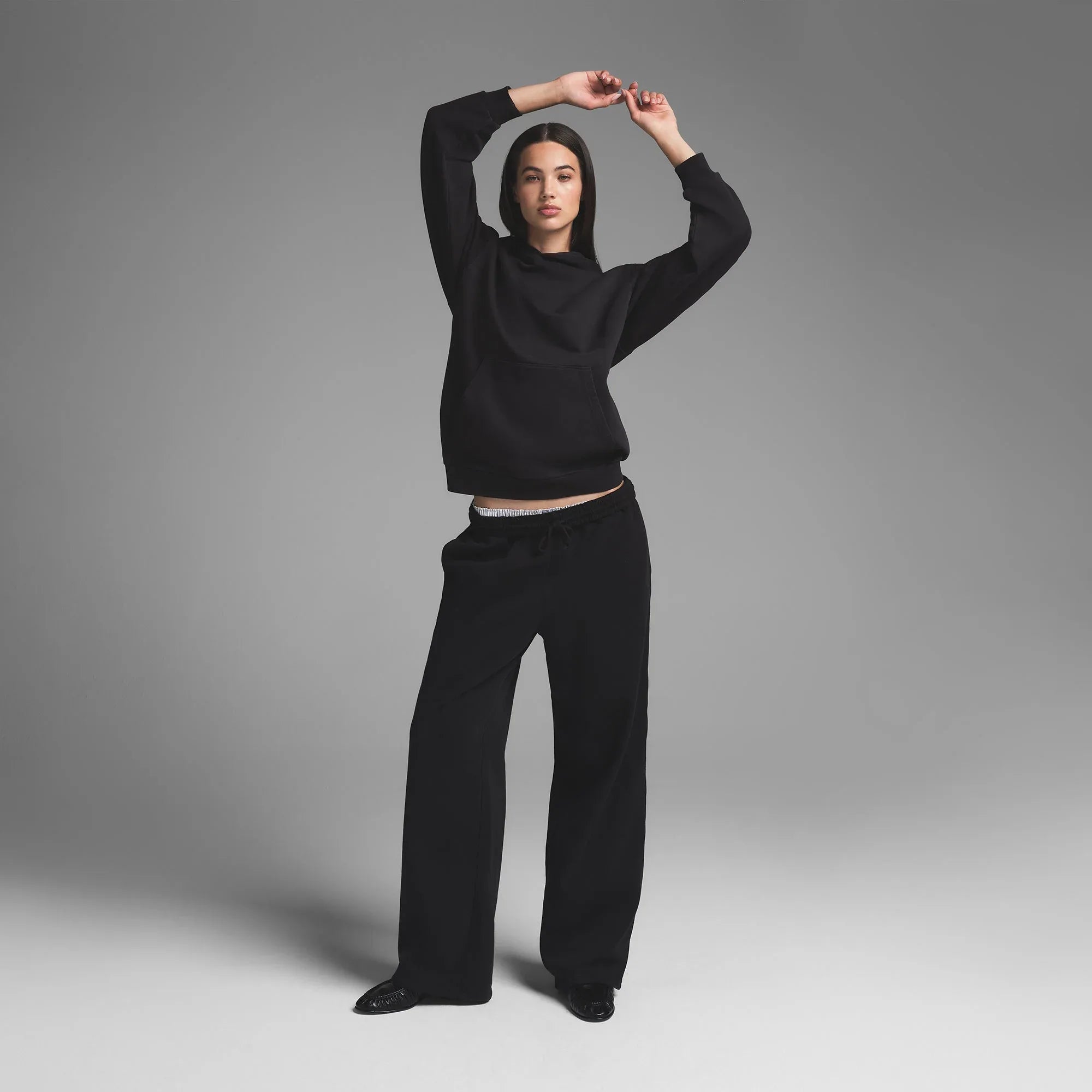 SKIMS BOYFRIEND FLEECE STRAIGHT LEG PANT | WASHED ONYX - PANTOLON - My Suti