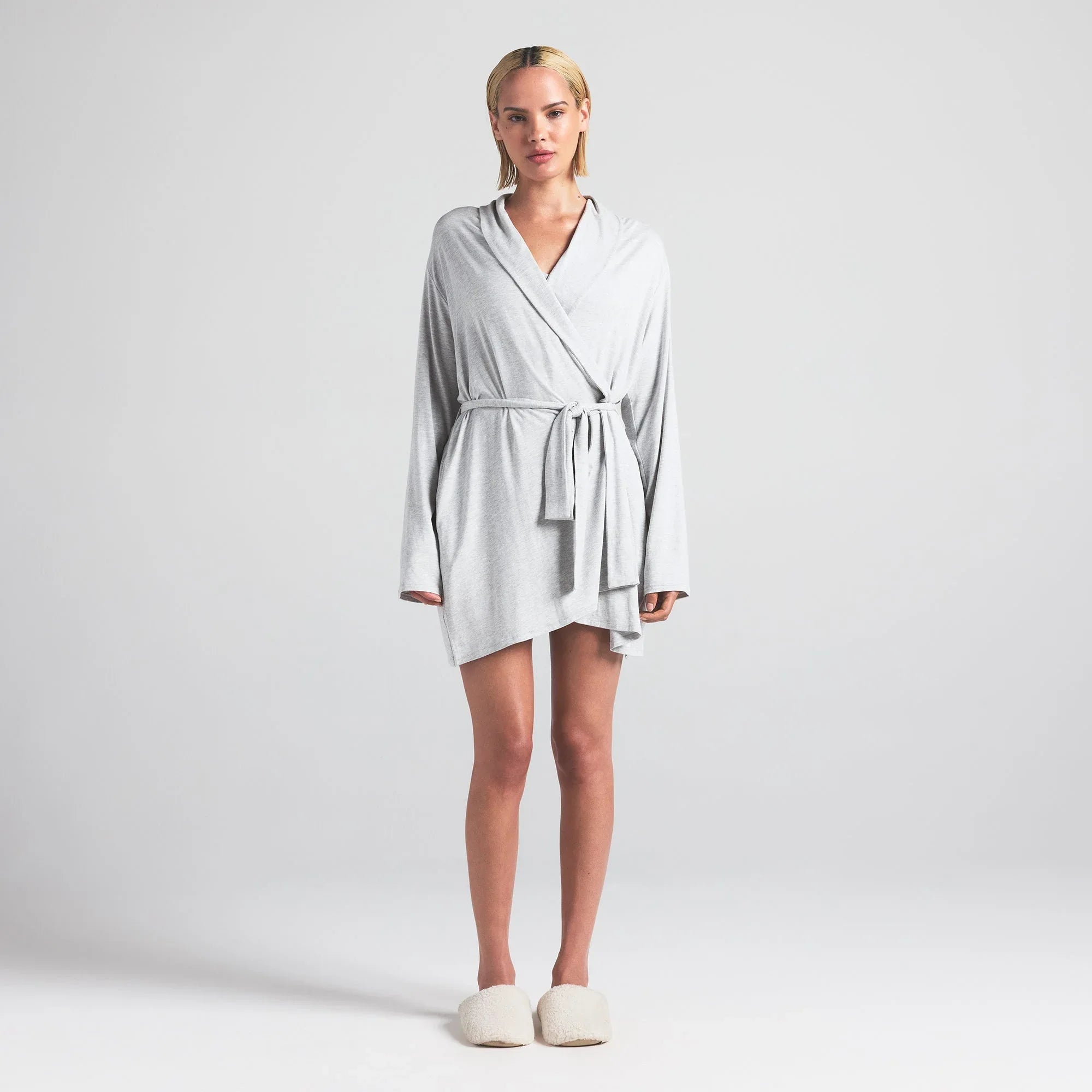 SKIMS SLEEP SHORT ROBE | LIGHT HEATHER GREY - ROBE - My Suti