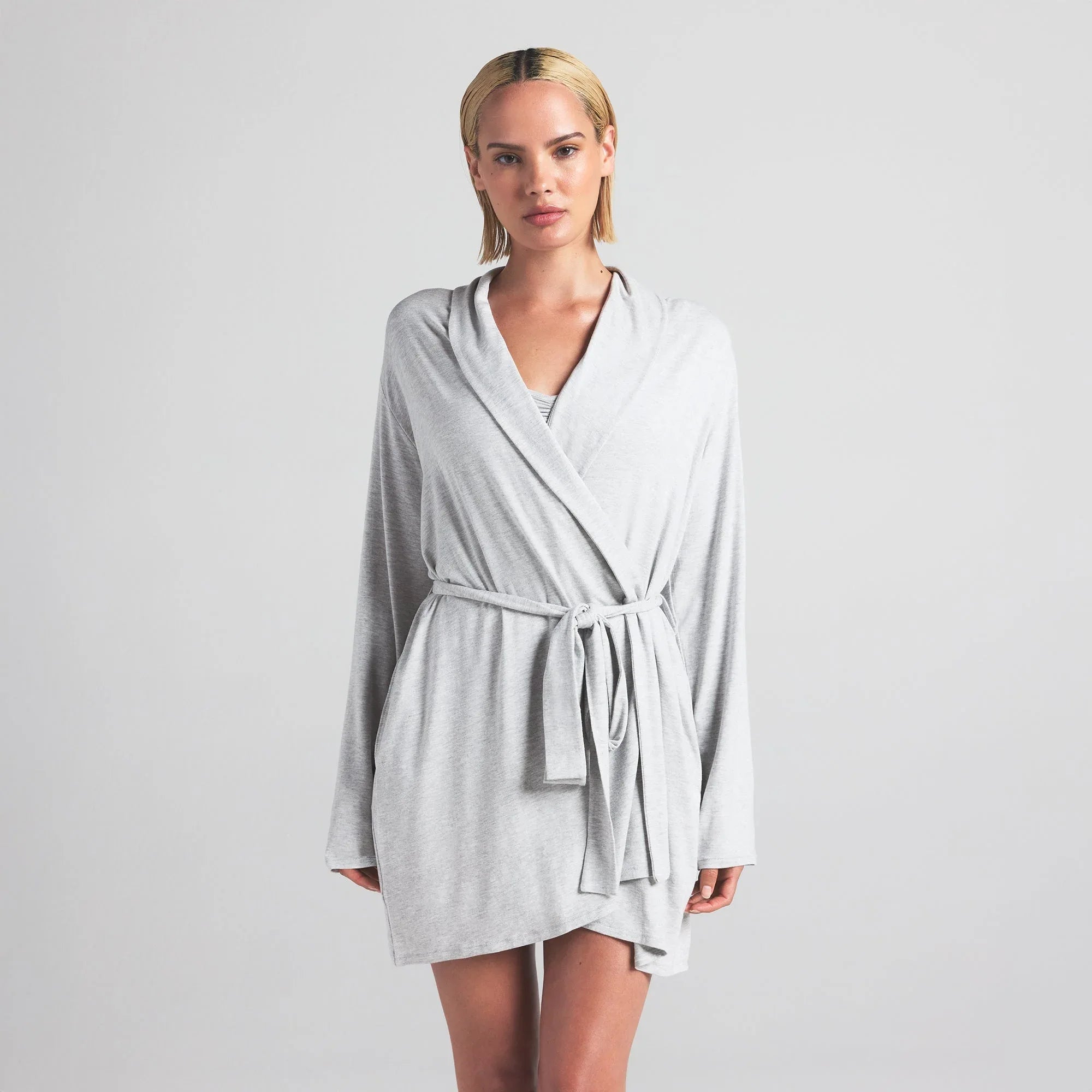 SKIMS SLEEP SHORT ROBE | LIGHT HEATHER GREY - ROBE - My Suti