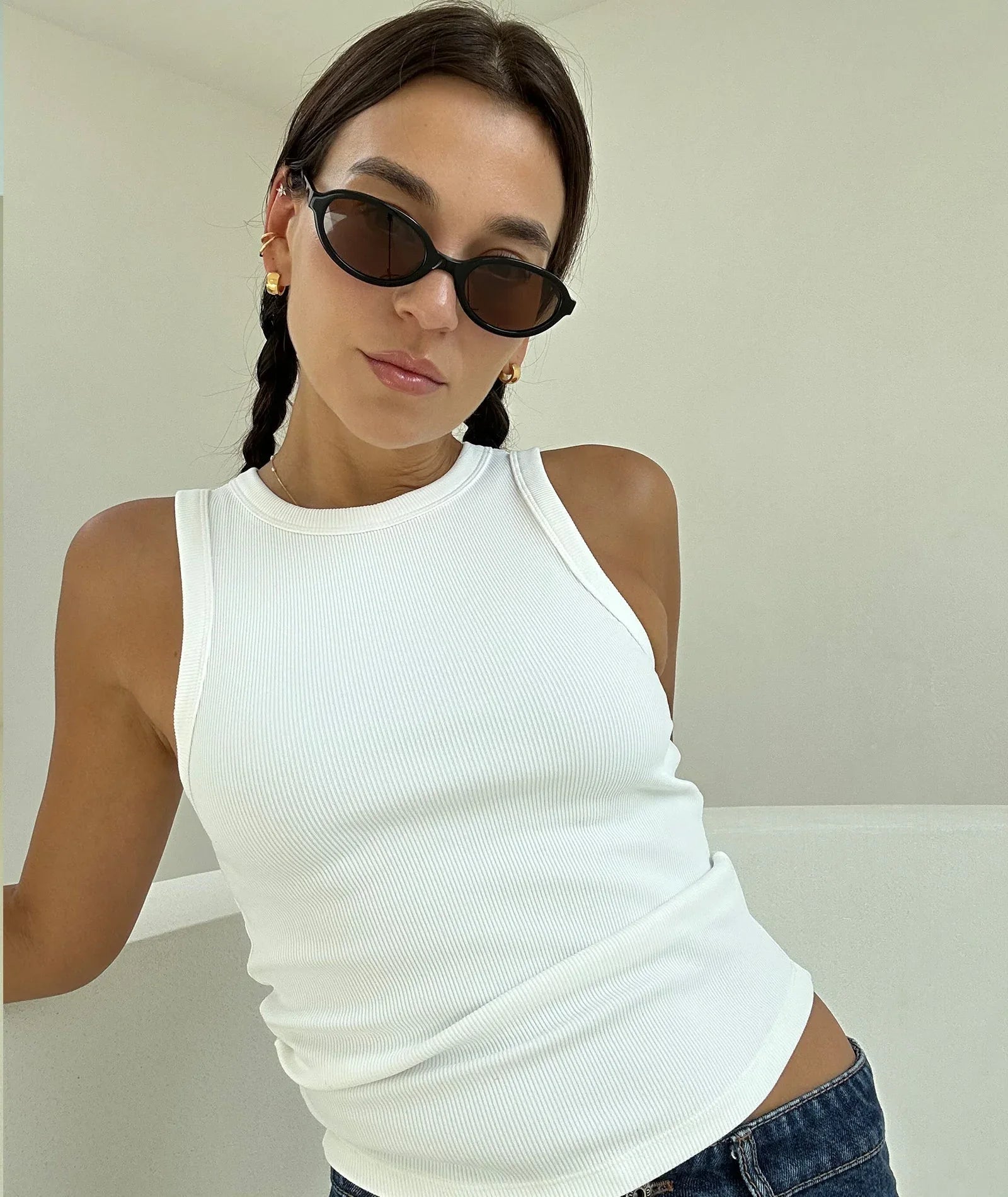 VEHLA RIBBED TANK - SNOW - Ribbed Atlet - My Suti