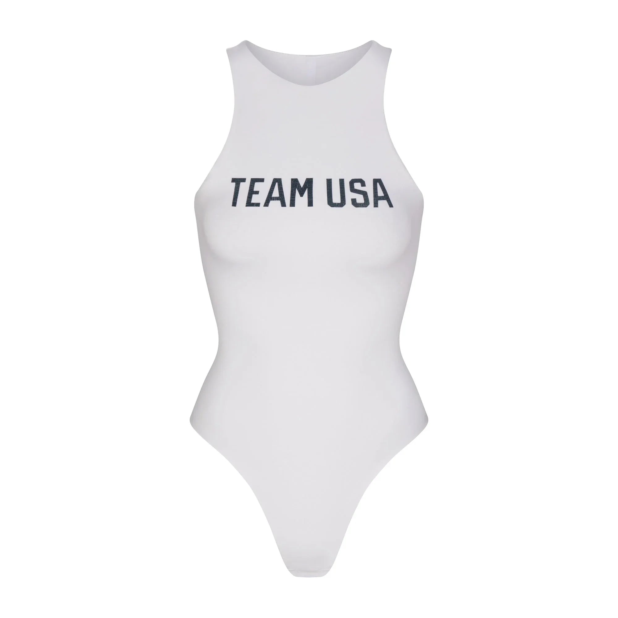 SKIMS FOR TEAM USA COTTON JERSEY OLYMPIC HIGH NECK BODYSUIT | WHITE - BODYSUIT - My Suti