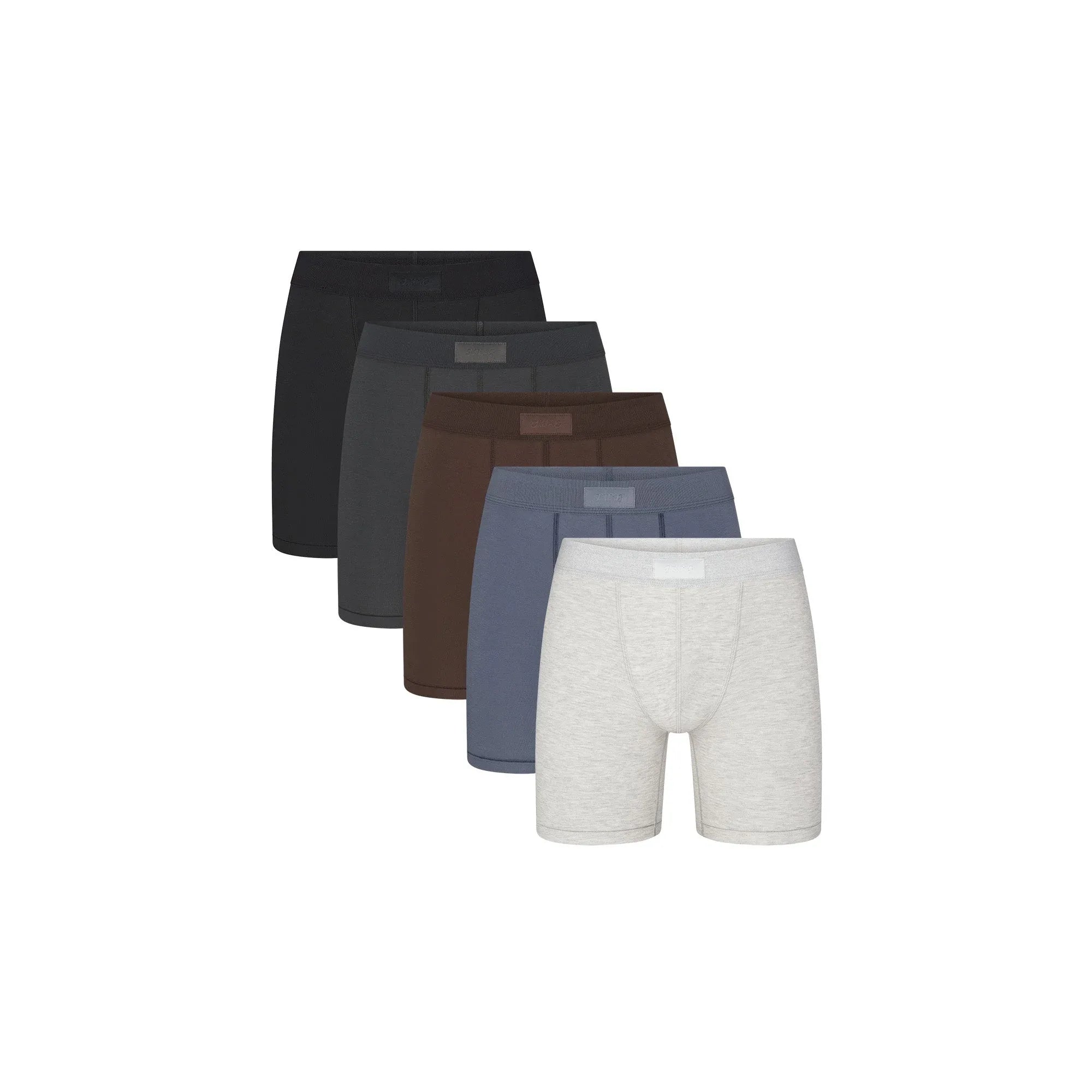 SKIMS COTTON MENS 5" BOXER BRIEF 5-PACK | DARK SEPIA ONYX MULTI - KUTU KALIP ŞORT - My Suti