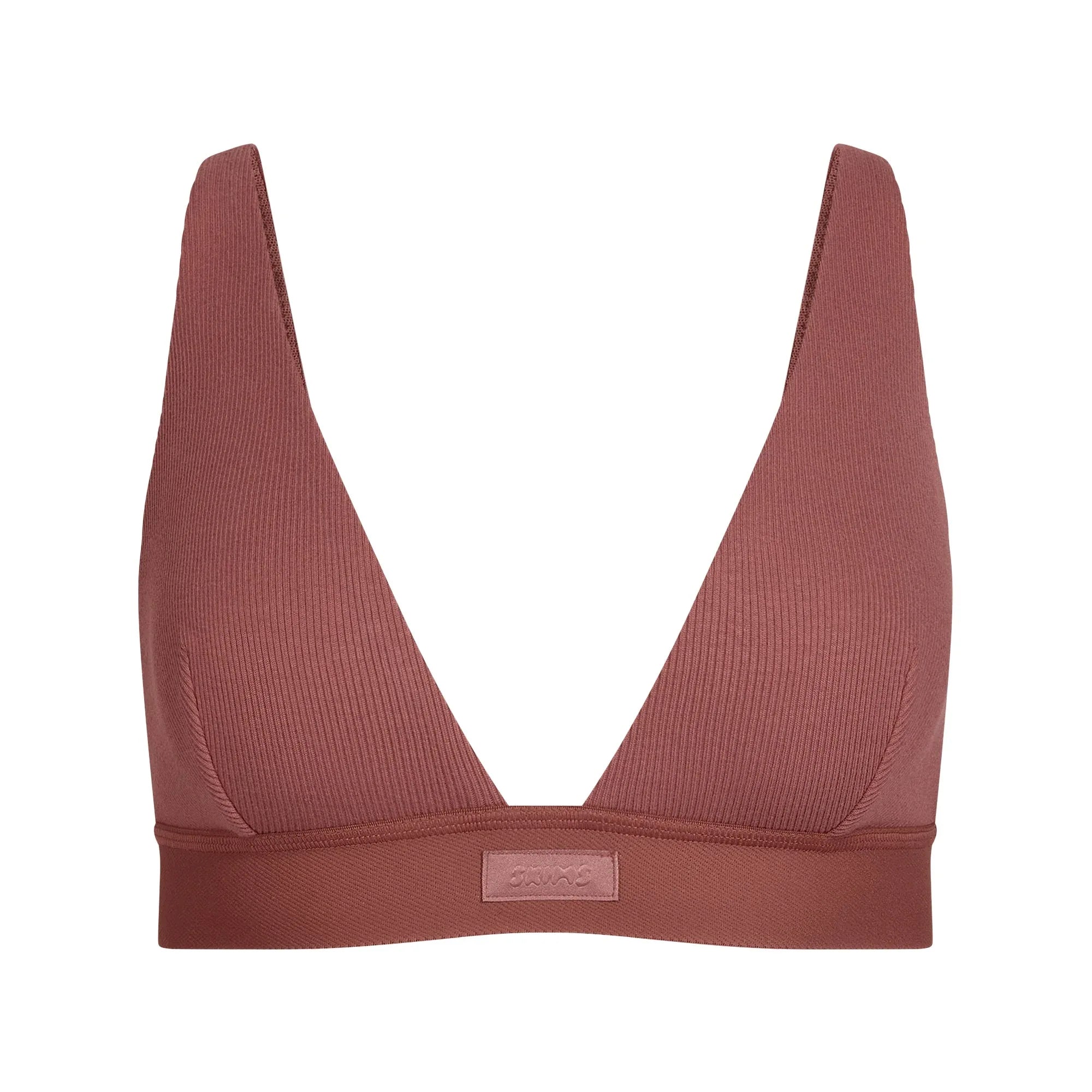SKIMS COTTON RIB PLUNGE BRALETTE | REDWOOD - SÜTYEN - My Suti