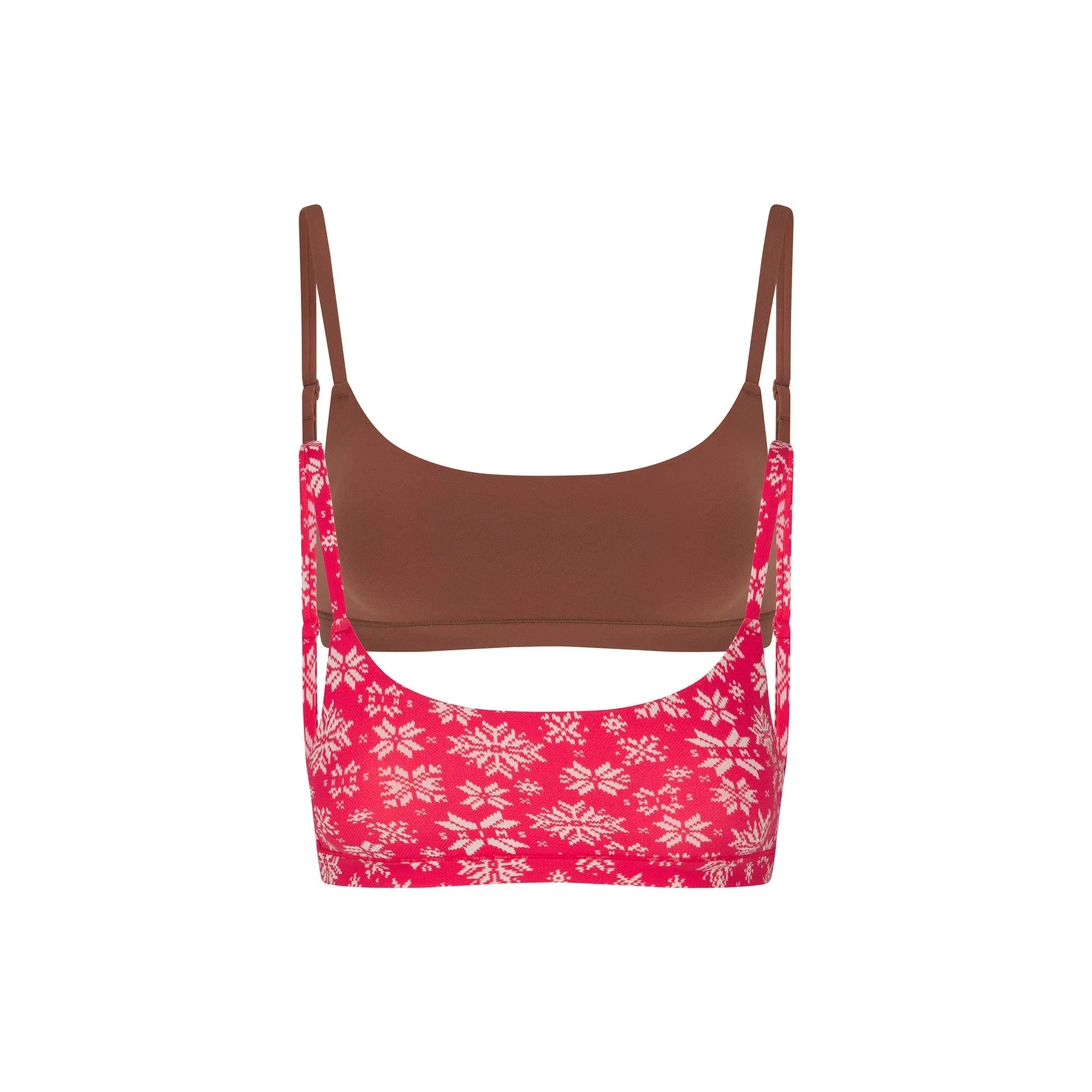 SKIMS FITS EVERYBODY SCOOP BRALETTE 2-PACK | RED SNOWFLAKE FAIR ISLE AND BRANDY - SÜTYEN - My Suti