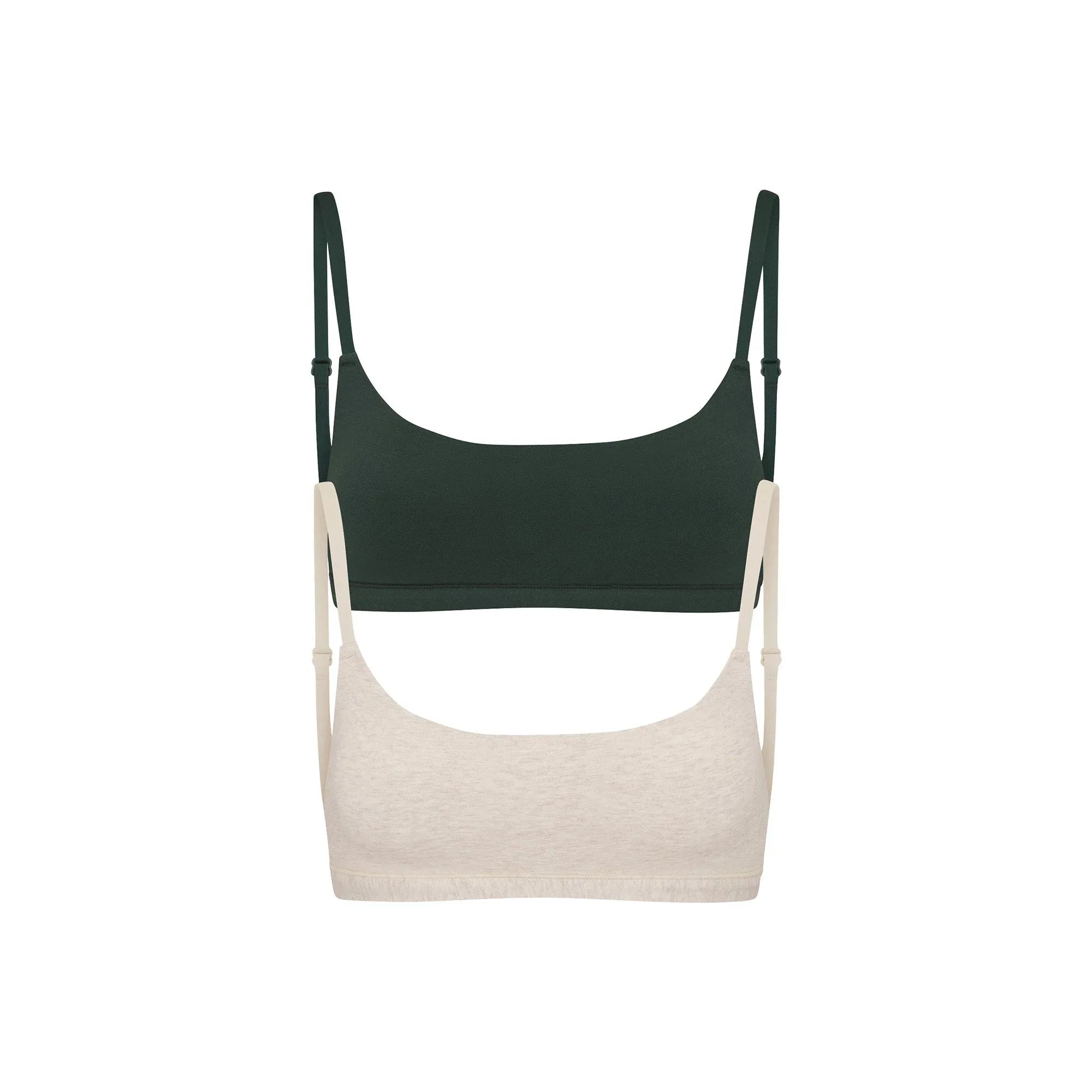 SKIMS COTTON JERSEY SCOOP BRALETTE 2-PACK | HEATHER OATMEAL AND SPRUCE - SÜTYEN - My Suti