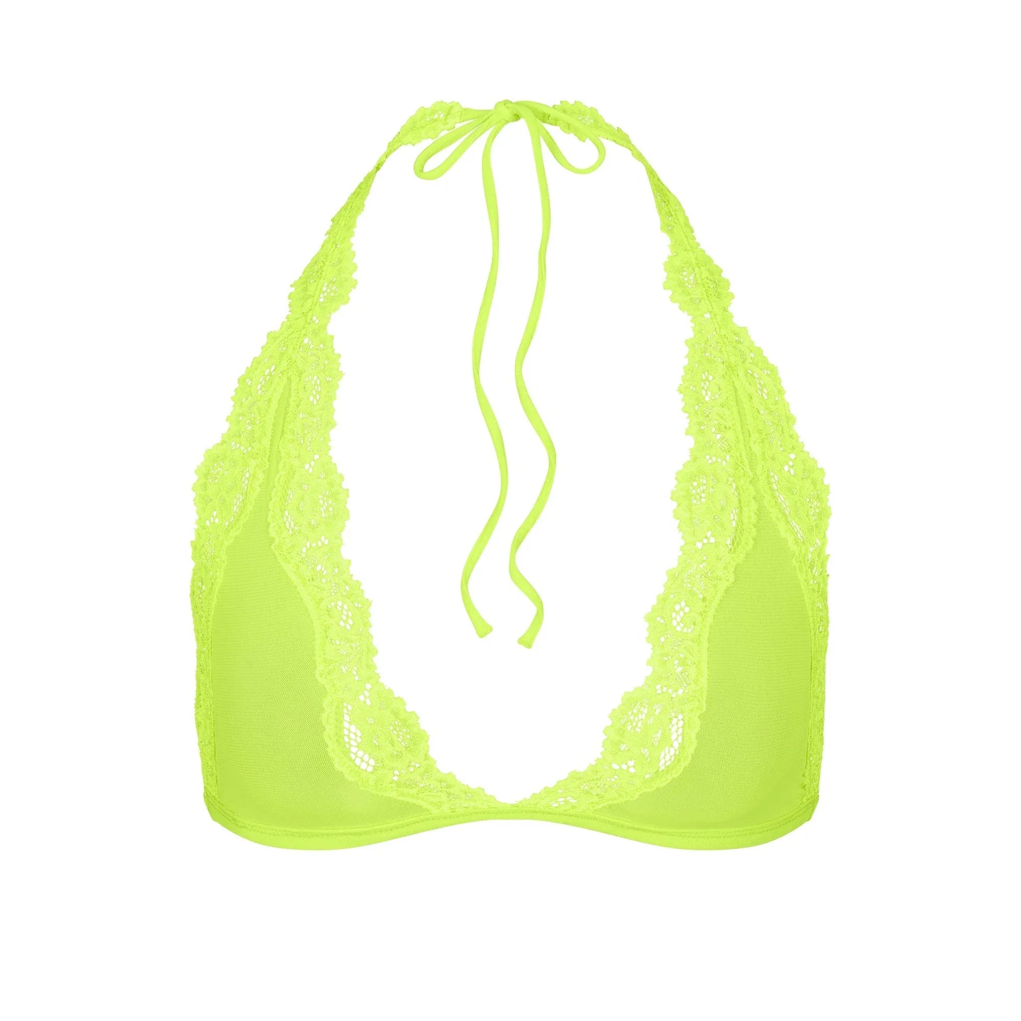 SKIMS SUMMER MESH LACE PLUNGE HALTER BRALETTE | HIGHLIGHTER - SÜTYEN - My Suti