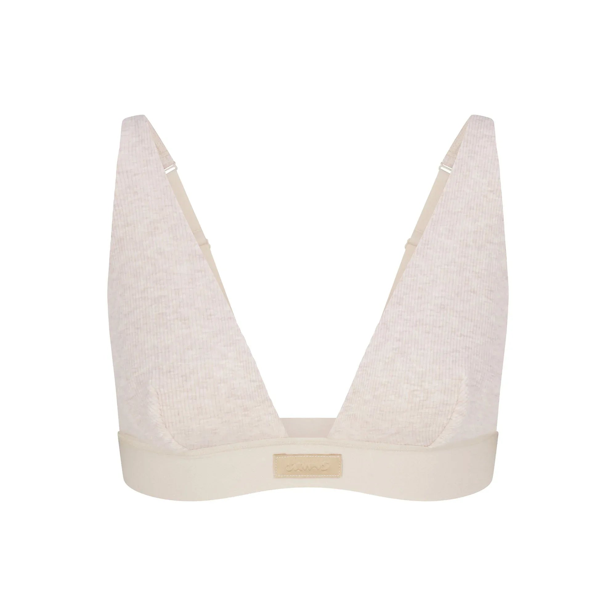 SKIMS COTTON RIB PLUNGE BRALETTE | HEATHER OATMEAL - SÜTYEN - My Suti