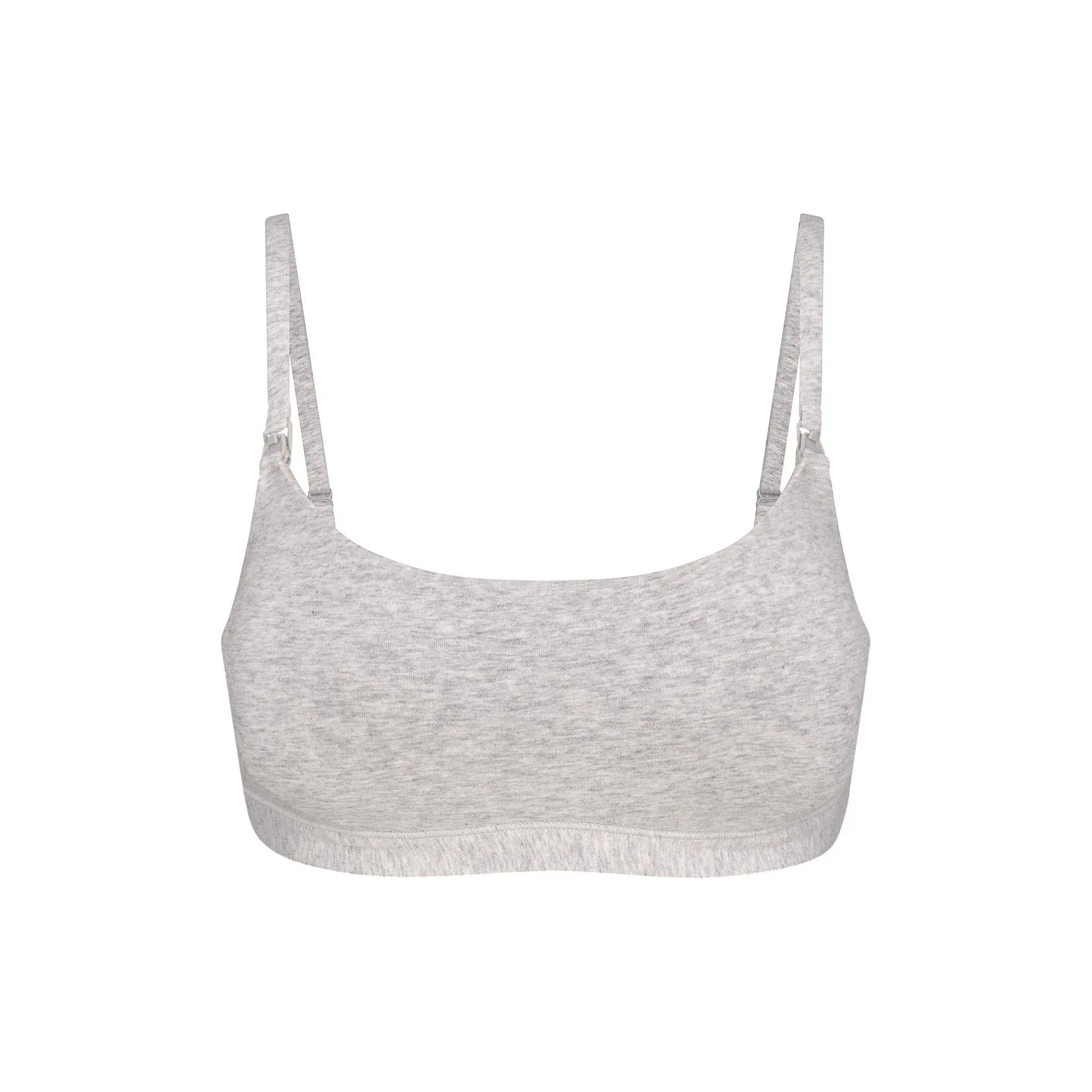 SKIMS COTTON JERSEY MATERNITY NURSING SCOOP BRALETTE | LIGHT HEATHER GREY - SÜTYEN - My Suti
