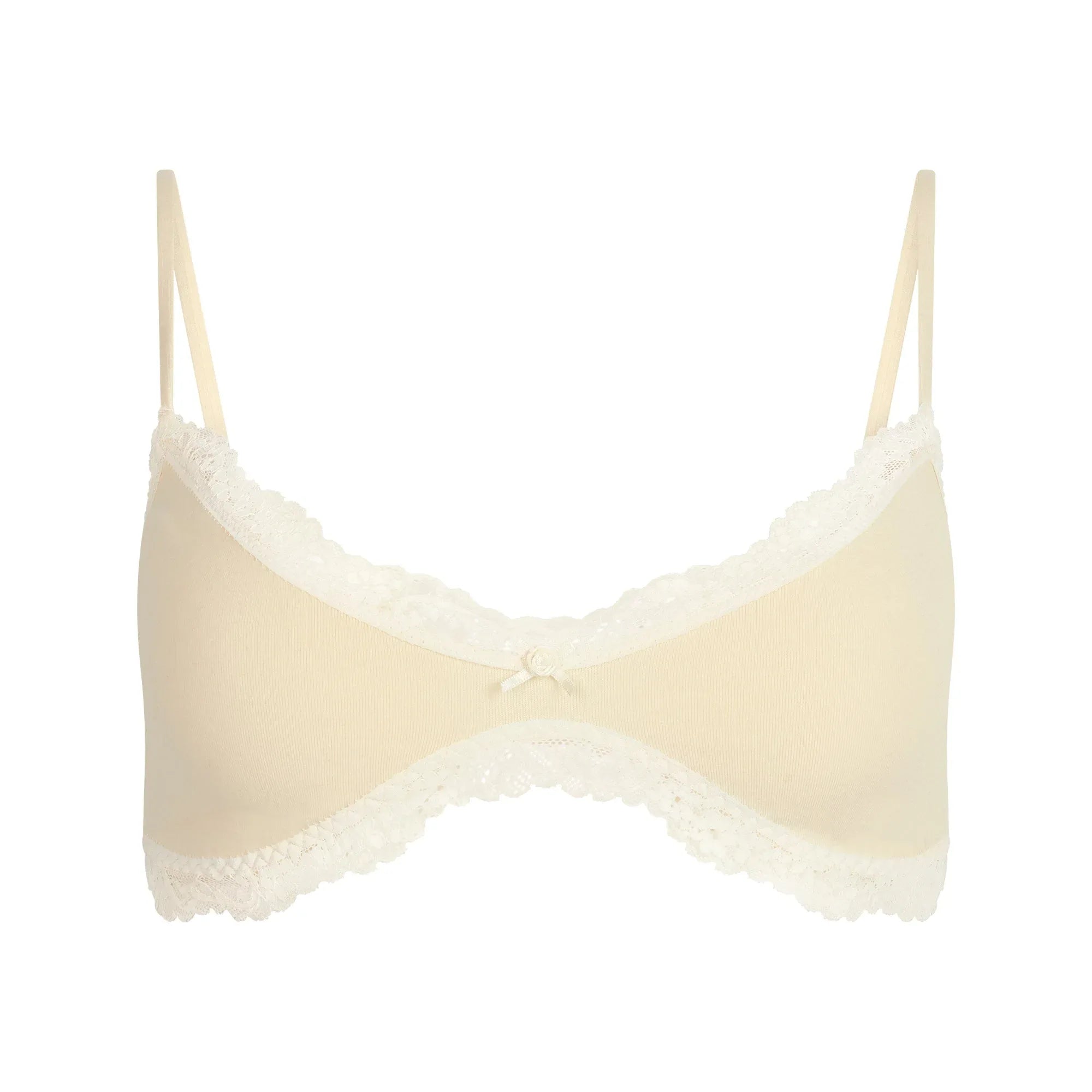 SKIMS COTTON JERSEY LACE SKIMPY SCOOP BRALETTE | BUTTER - SÜTYEN - My Suti
