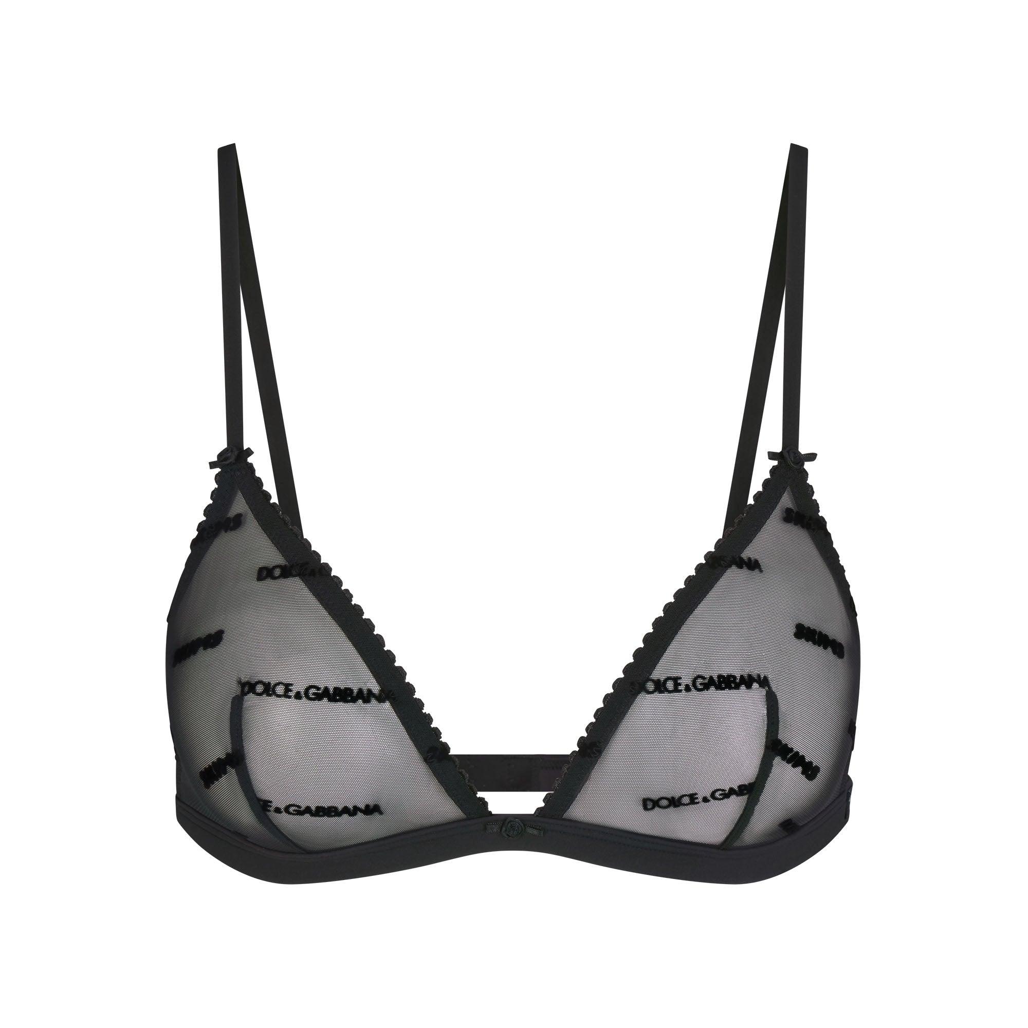 SKIMS DOLCE&GABBANA X ULTRA FINE MESH LOGO TRIANGLE BRALETTE | ONYX - SÜTYEN - My Suti