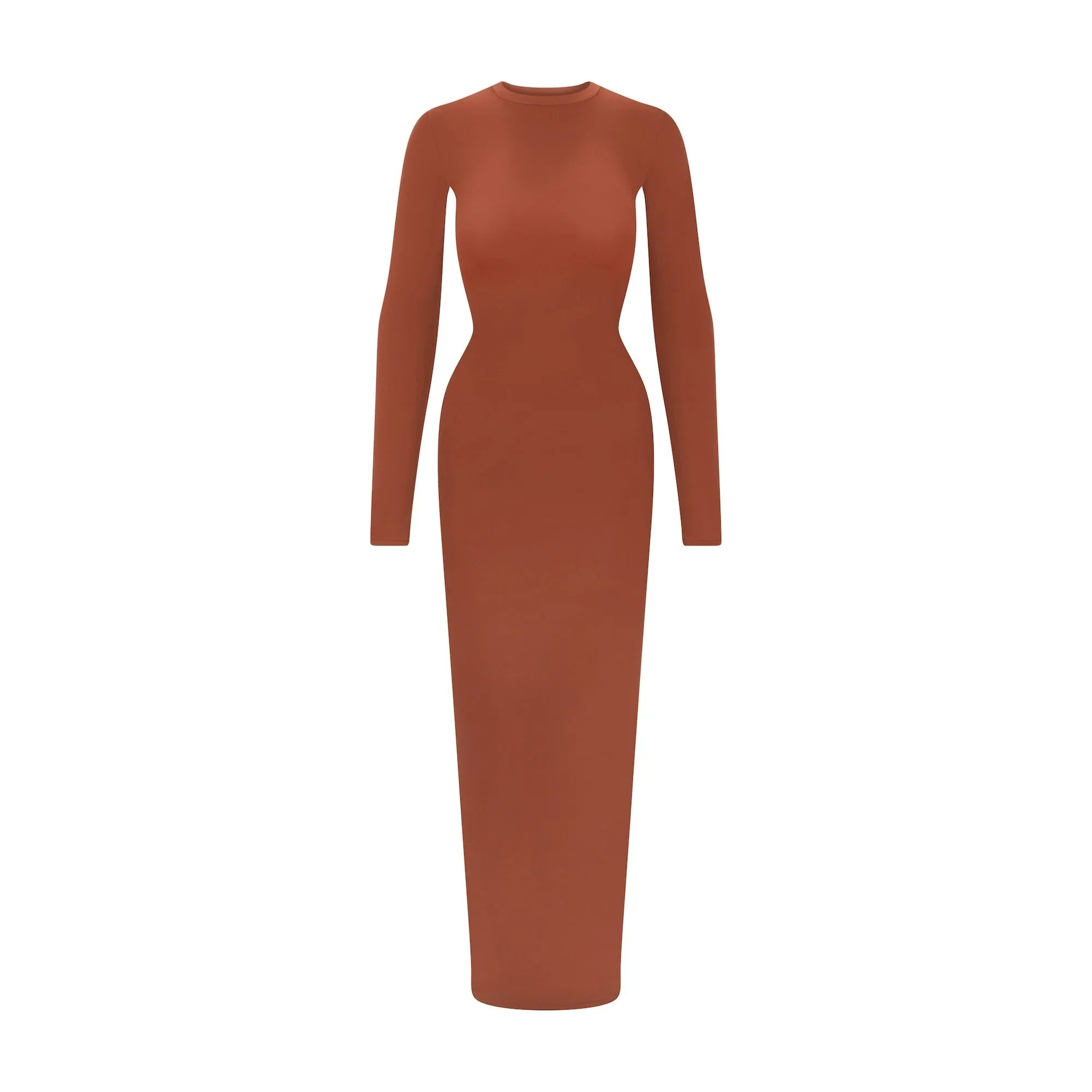 SKIMS FITS EVERYBODY CREW NECK LONG SLEEVE DRESS | SAFFRON - ELBİSE - My Suti