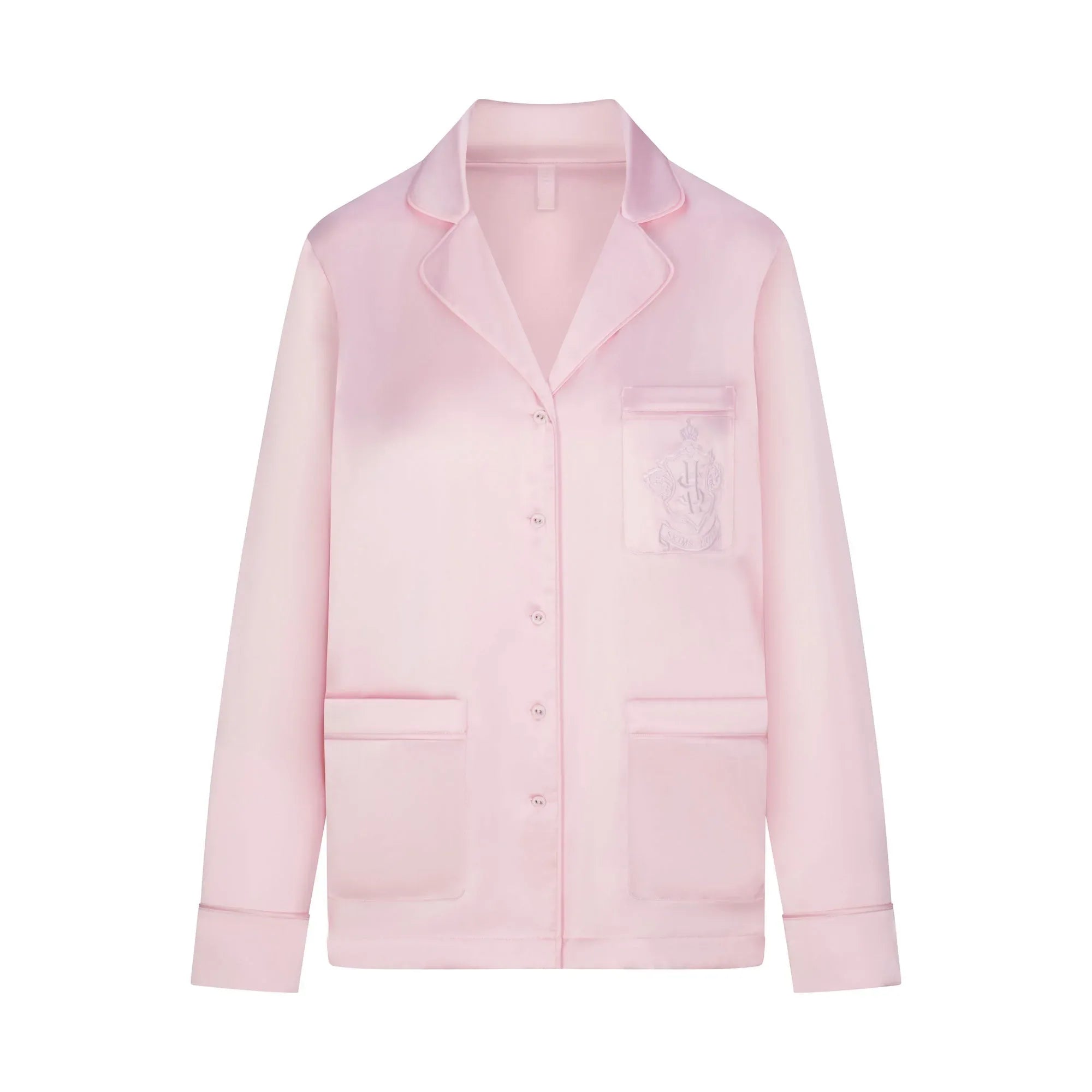 SKIMS HOTEL SHINE LONG SLEEVE BUTTON UP SLEEP SET | BABY PINK - PİJAMA TAKIMI - My Suti