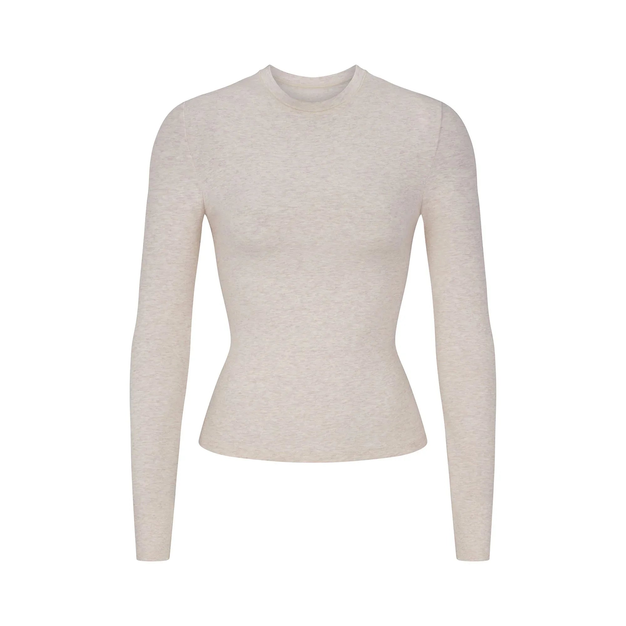 SKIMS COTTON JERSEY LONG SLEEVE T-SHIRT | HEATHER OATMEAL - TİŞÖRT - My Suti