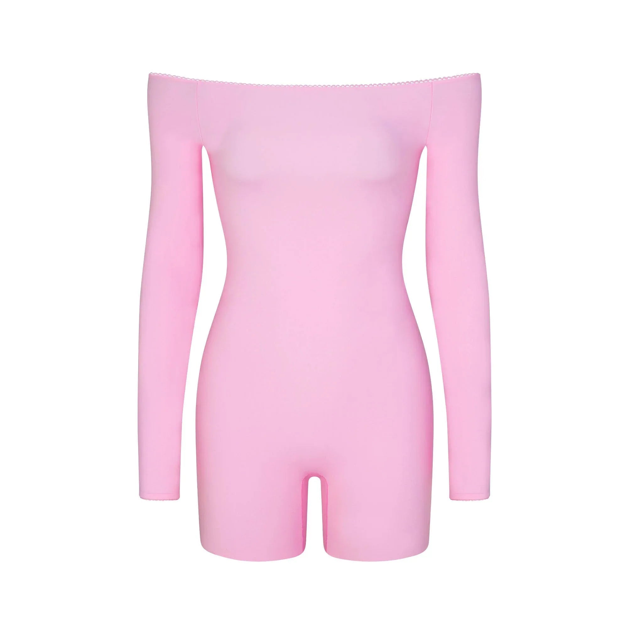SKIMS FITS EVERYBODY PICOT OFF THE SHOULDER ONESIE | BUBBLE GUM - TULUM - My Suti