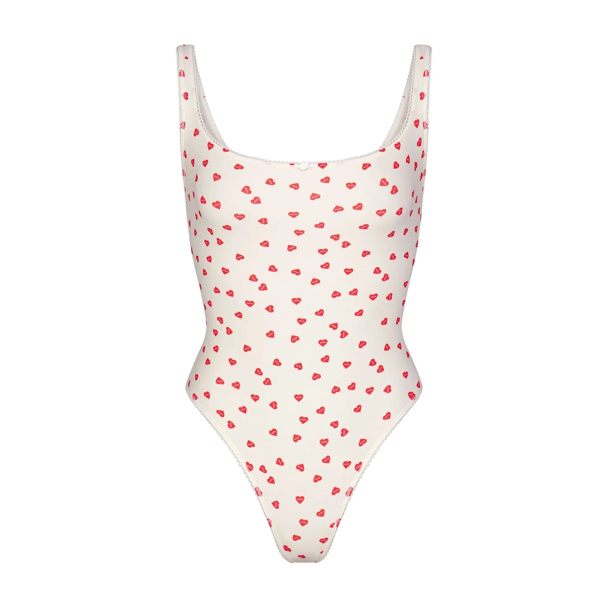 SKIMS FITS EVERYBODY PICOT SQUARE NECK BODYSUIT | RUBY HEART PRINT - BODY - My Suti