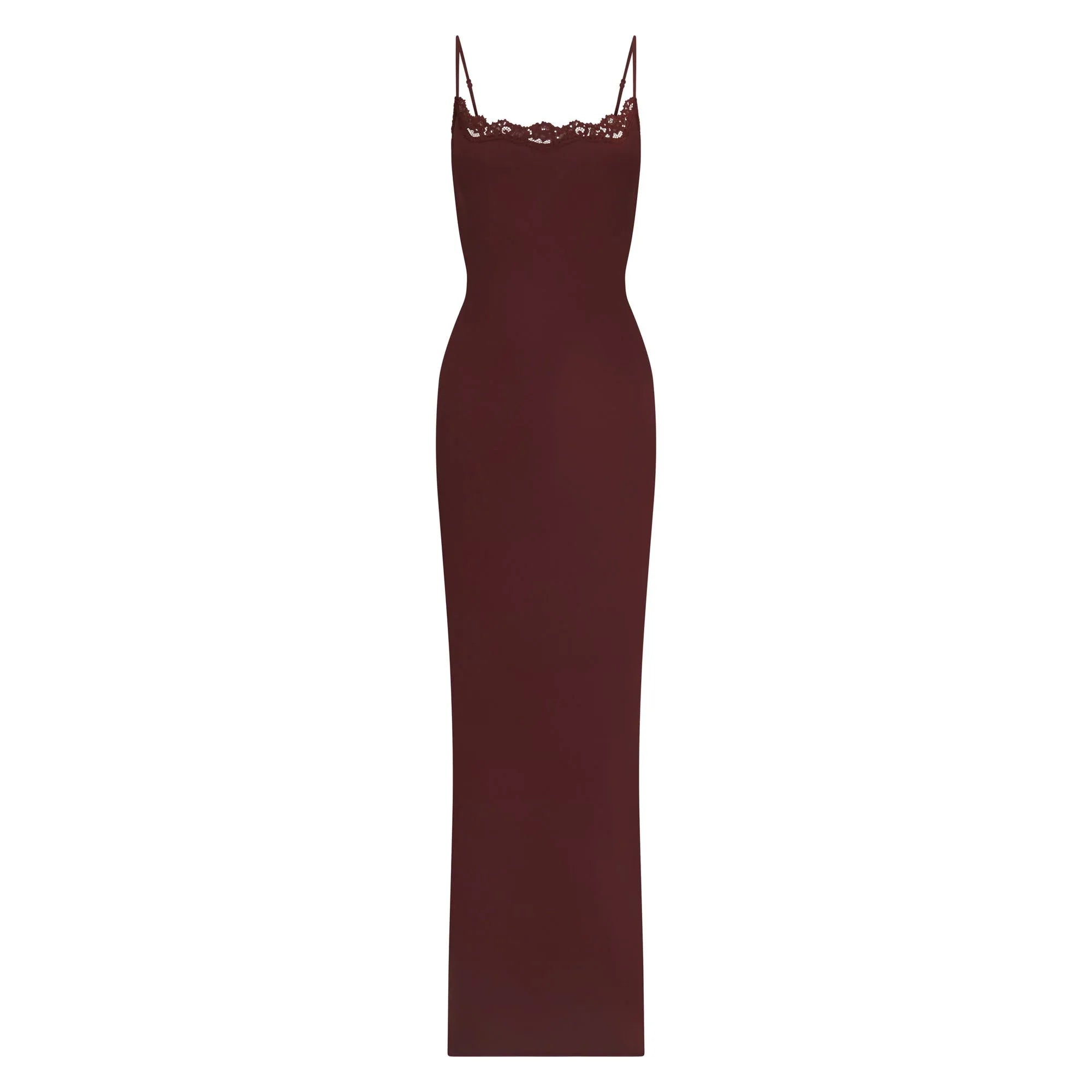 SKIMS FITS EVERYBODY LACE LONG SLIP DRESS | OXBLOOD - ELBİSE - My Suti