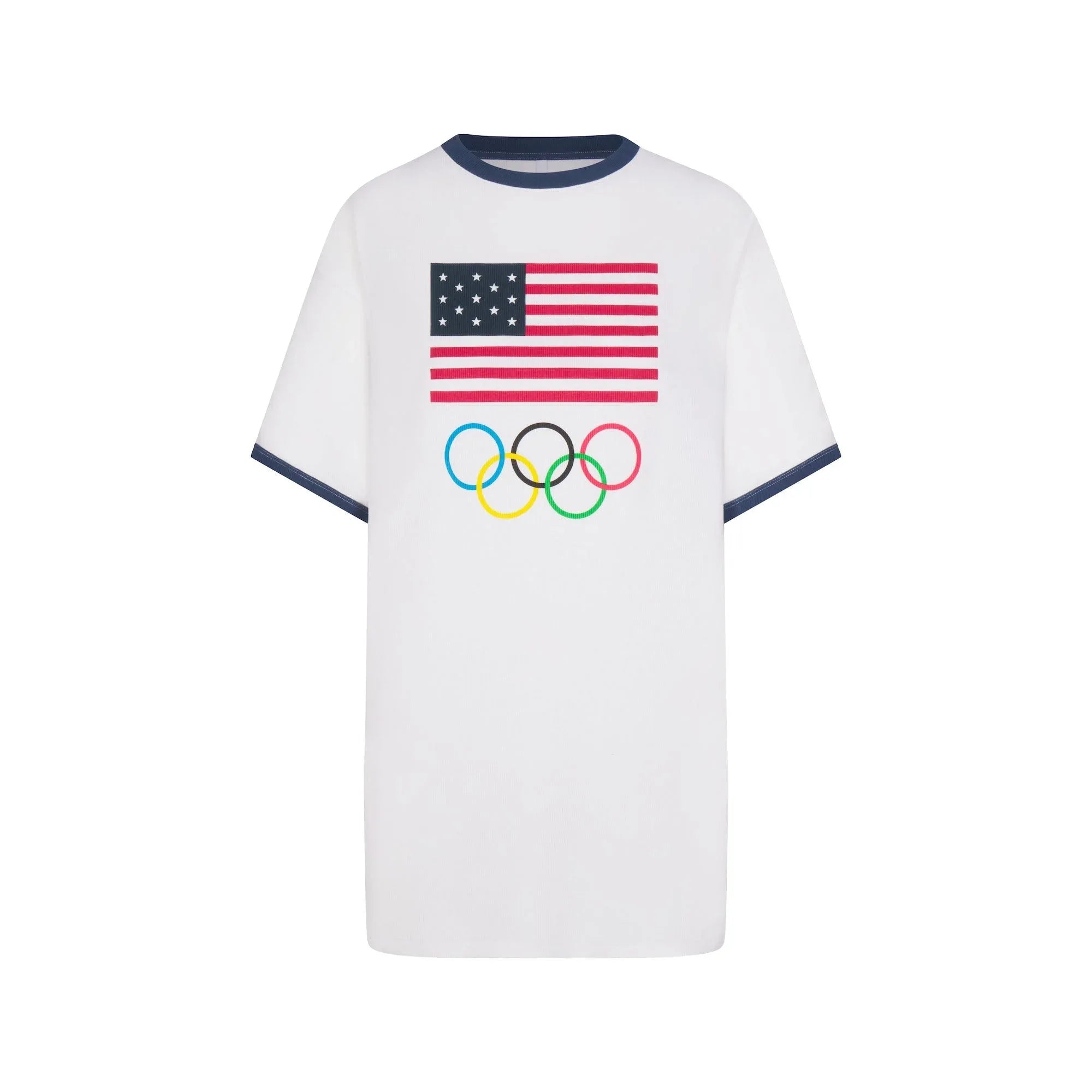 SKIMS FOR TEAM USA COTTON RIB OLYMPIC T-SHIRT MINI DRESS | WHITE - ELBİSE - My Suti