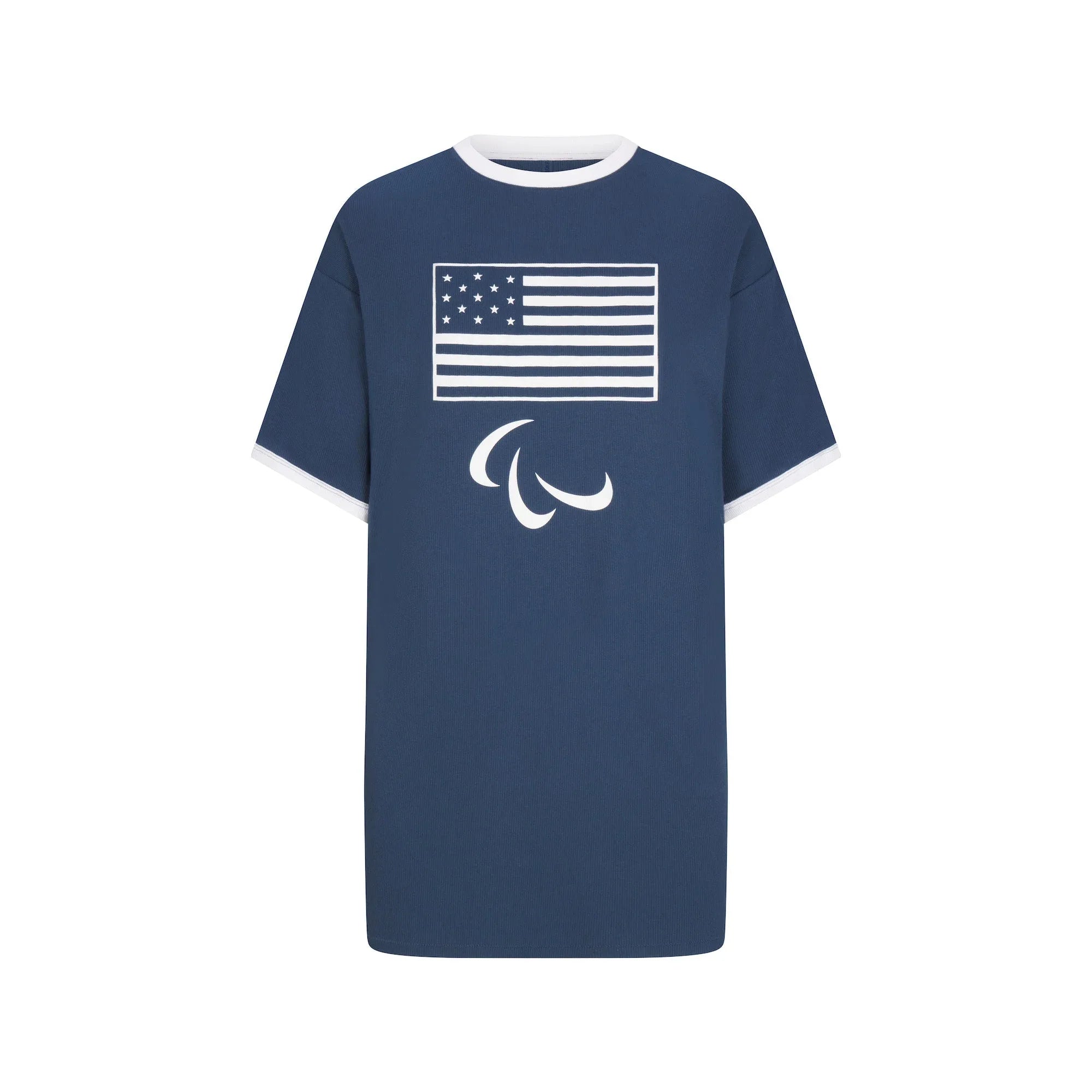 SKIMS FOR TEAM USA COTTON RIB PARALYMPIC T-SHIRT MINI DRESS | NAVY - ELBİSE - My Suti