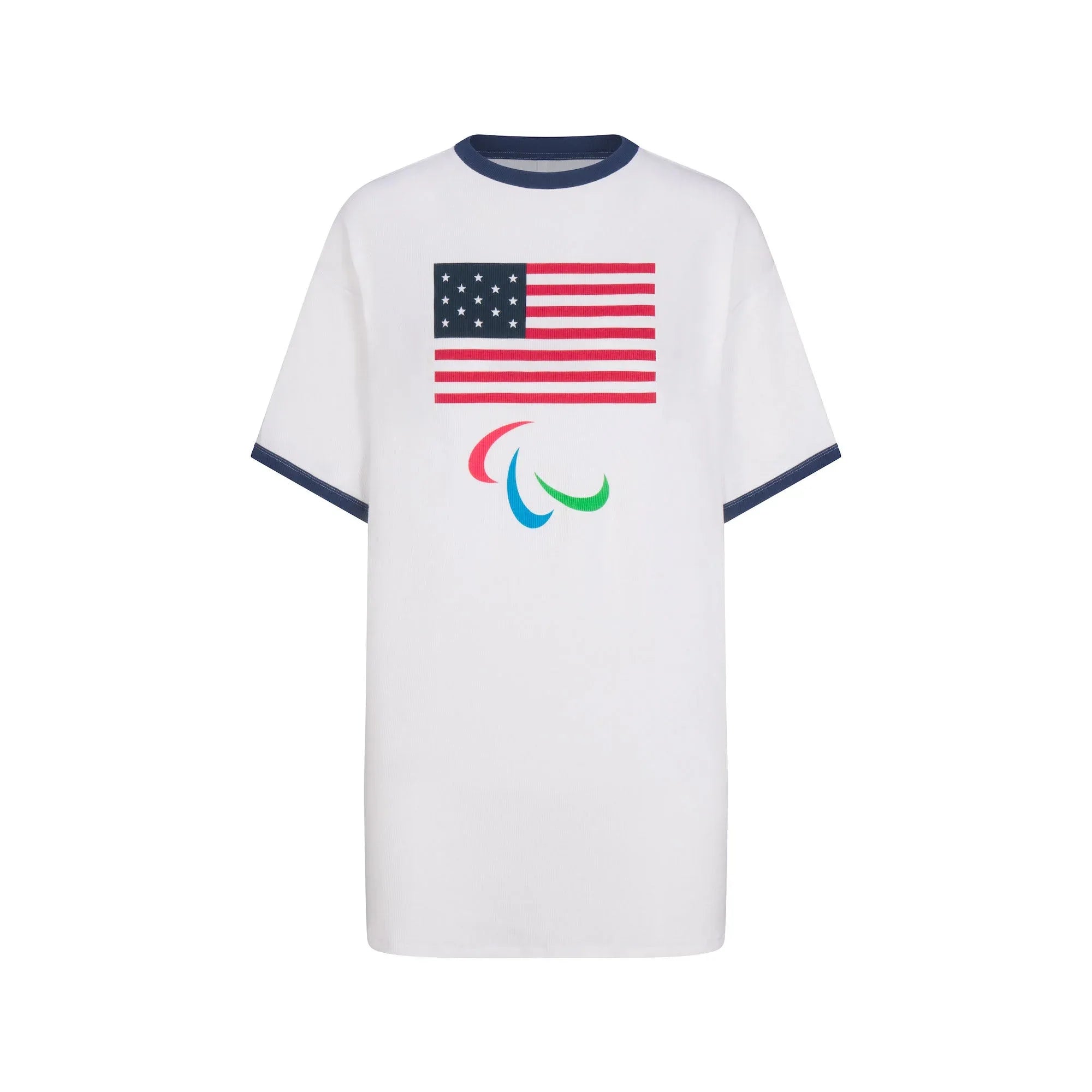 SKIMS FOR TEAM USA COTTON RIB PARALYMPIC T-SHIRT MINI DRESS | WHITE - ELBİSE - My Suti