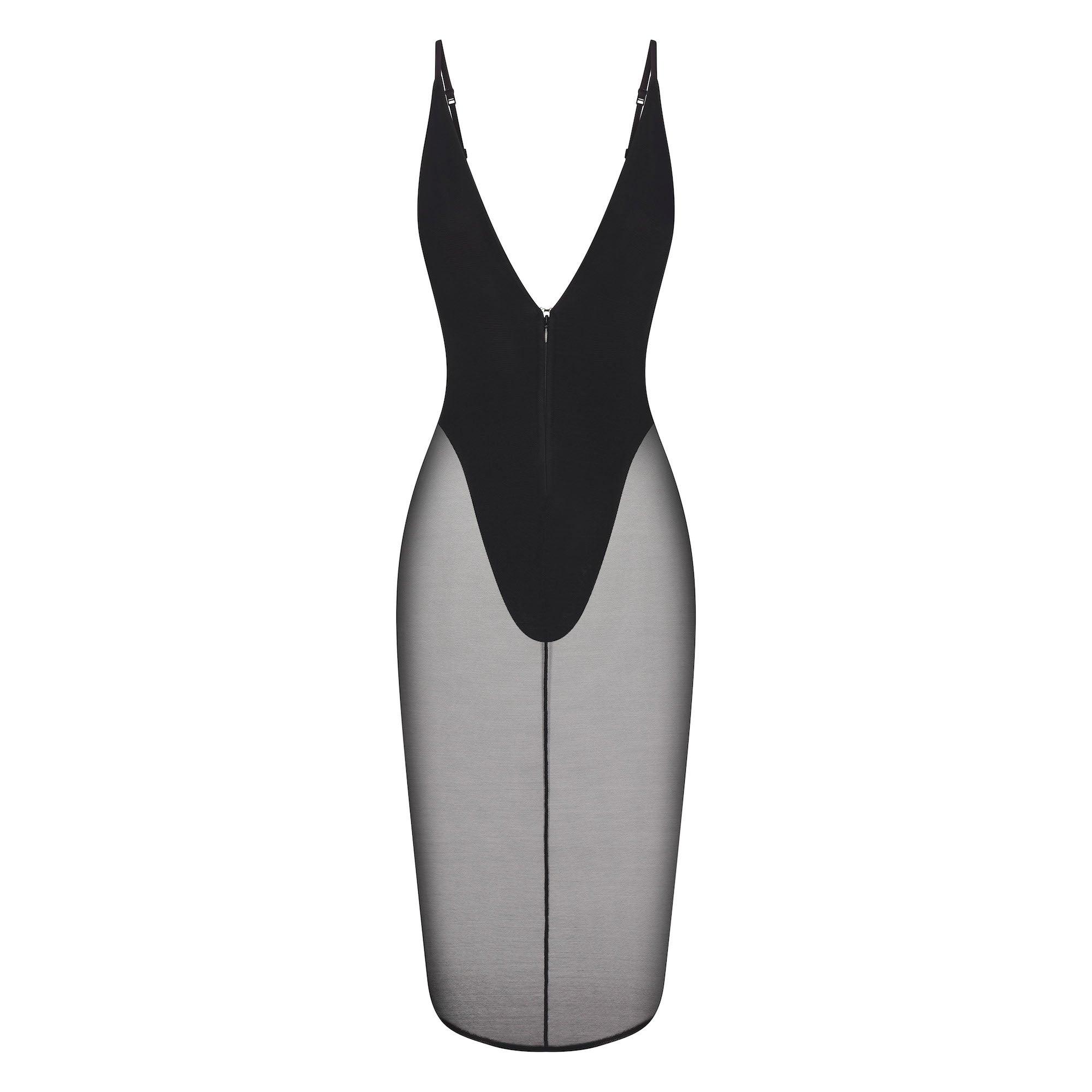 SKIMS BODY MESH PLUNGE MIDI DRESS | ONYX - ELBİSE - My Suti