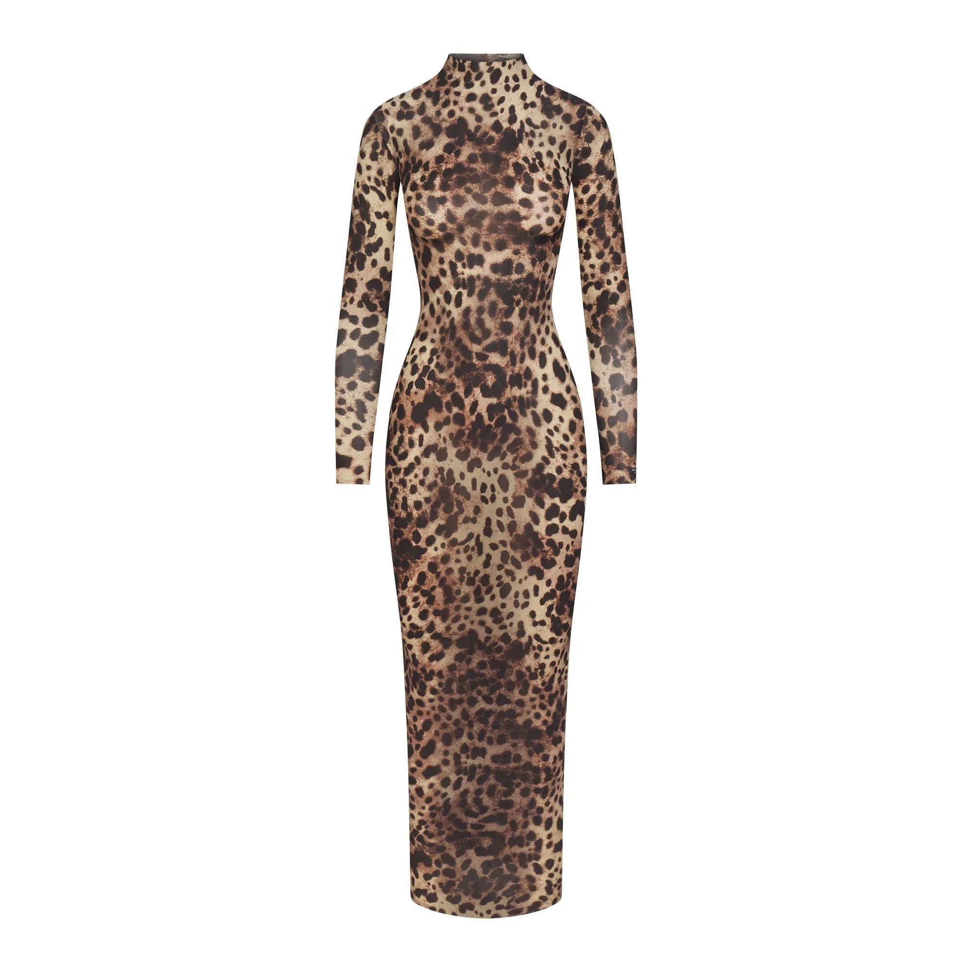SKIMS DOLCE&GABBANA X MILKY SHEER MOCK NECK LONG DRESS | LEOPARD - ELBİSE - My Suti