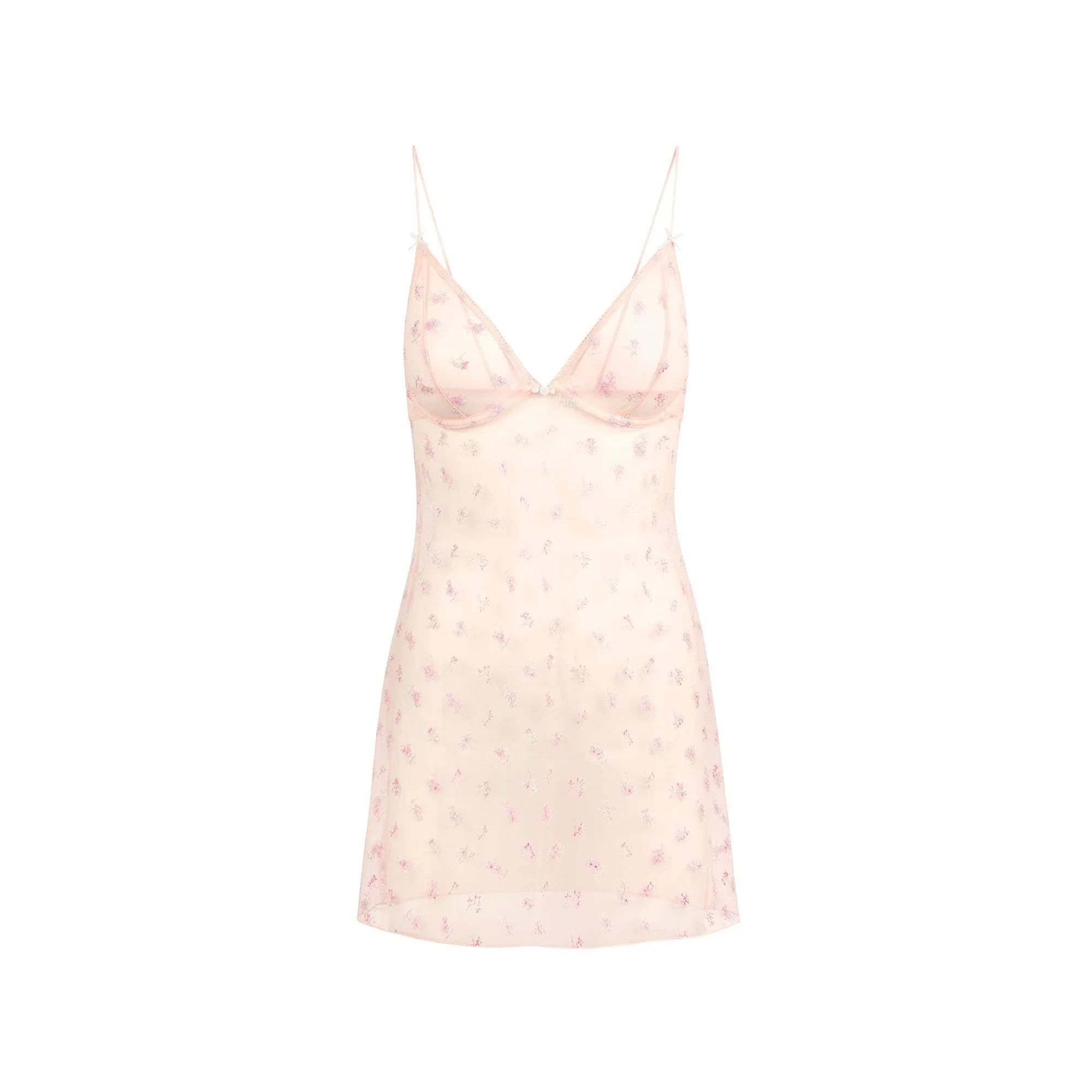 SKIMS SPRING INTIMATES UNDERWIRE SLIP DRESS | PRIMROSE MULTI TULLE - ELBİSE - My Suti