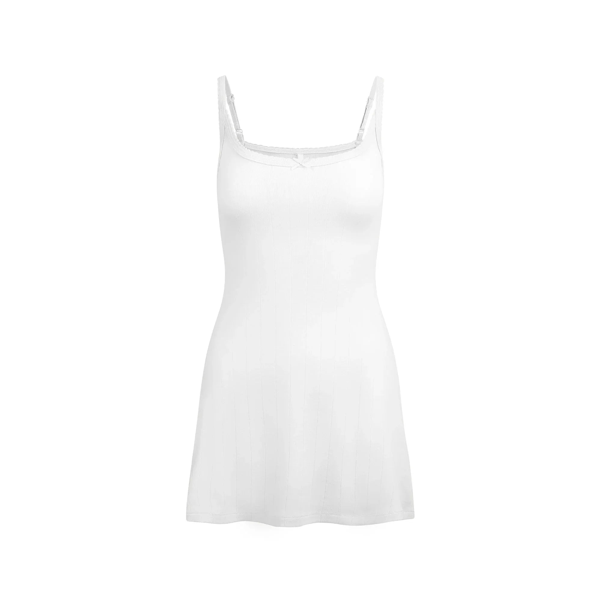 SKIMS DROP NEEDLE POINTELLE CAMI MINI DRESS | SNOW - ELBİSE - My Suti