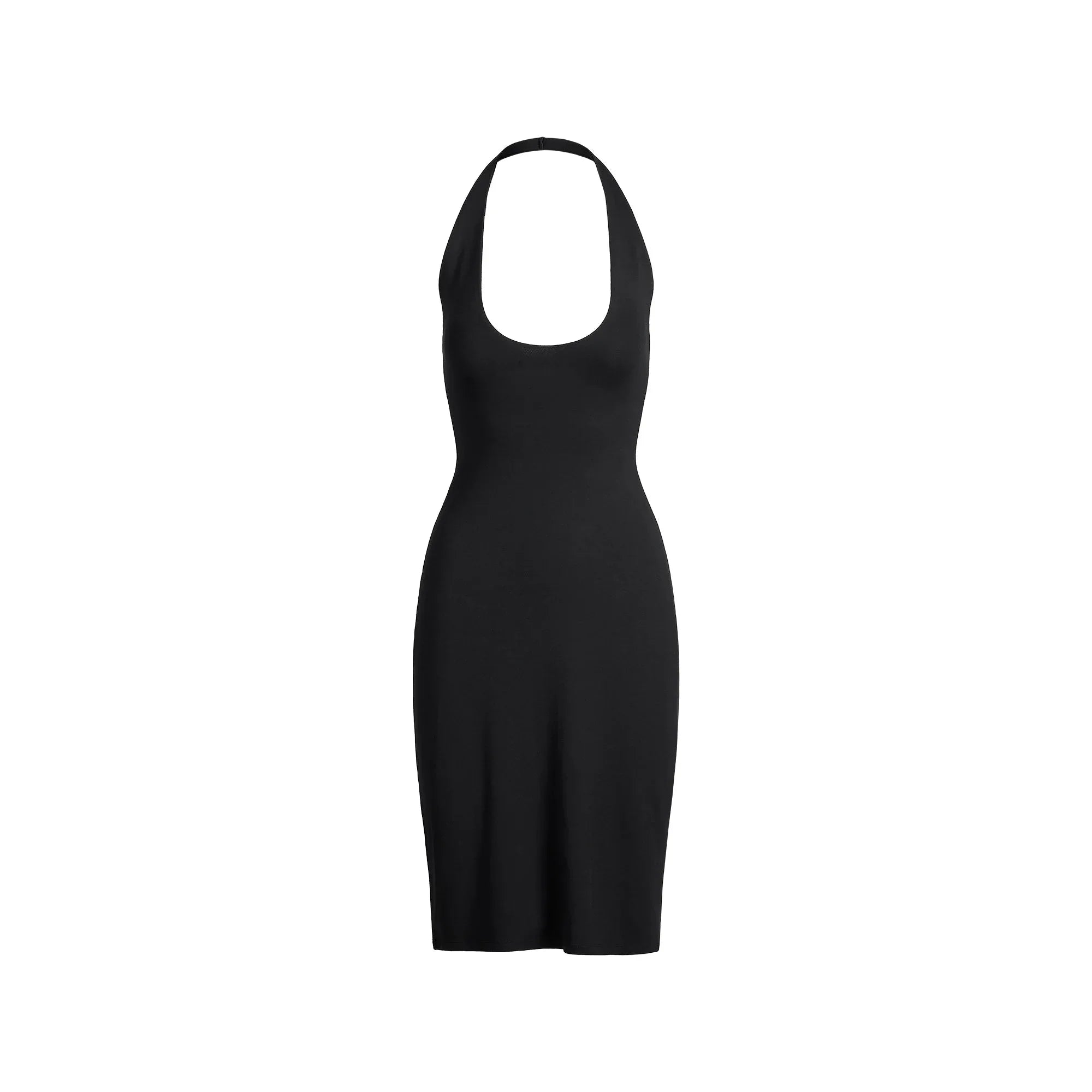 SKIMS SMOOTH LAYERS PLUNGE HALTER MIDI DRESS | OBSIDIAN - ELBİSE - My Suti