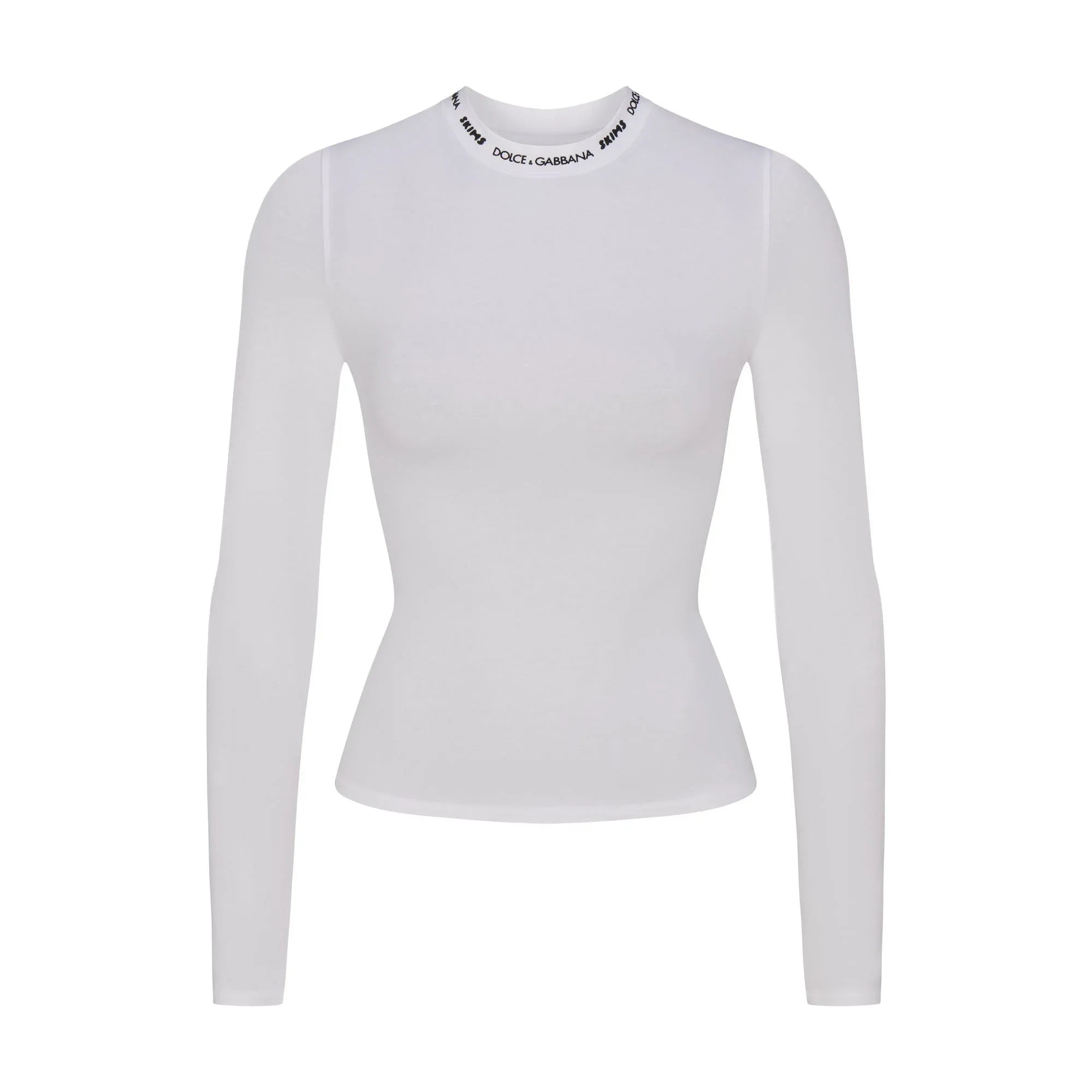 SKIMS DOLCE&GABBANA COTTON JERSEY LONG SLEEVE T-SHIRT | SNOW - TİŞÖRT - My Suti