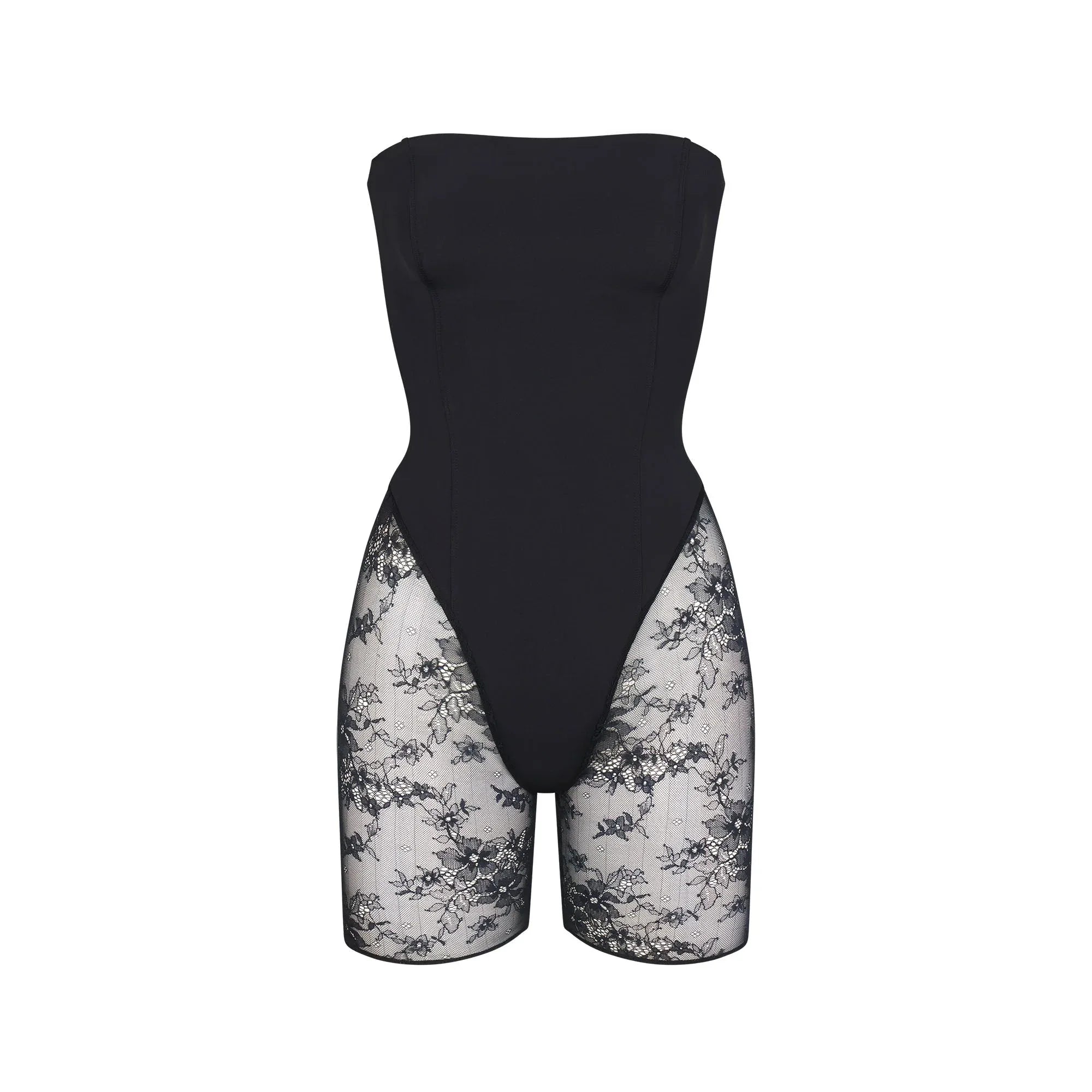 SKIMS ULTRA FINE LACE STRAPLESS ONESIE | ONYX - TEK PARÇA - My Suti