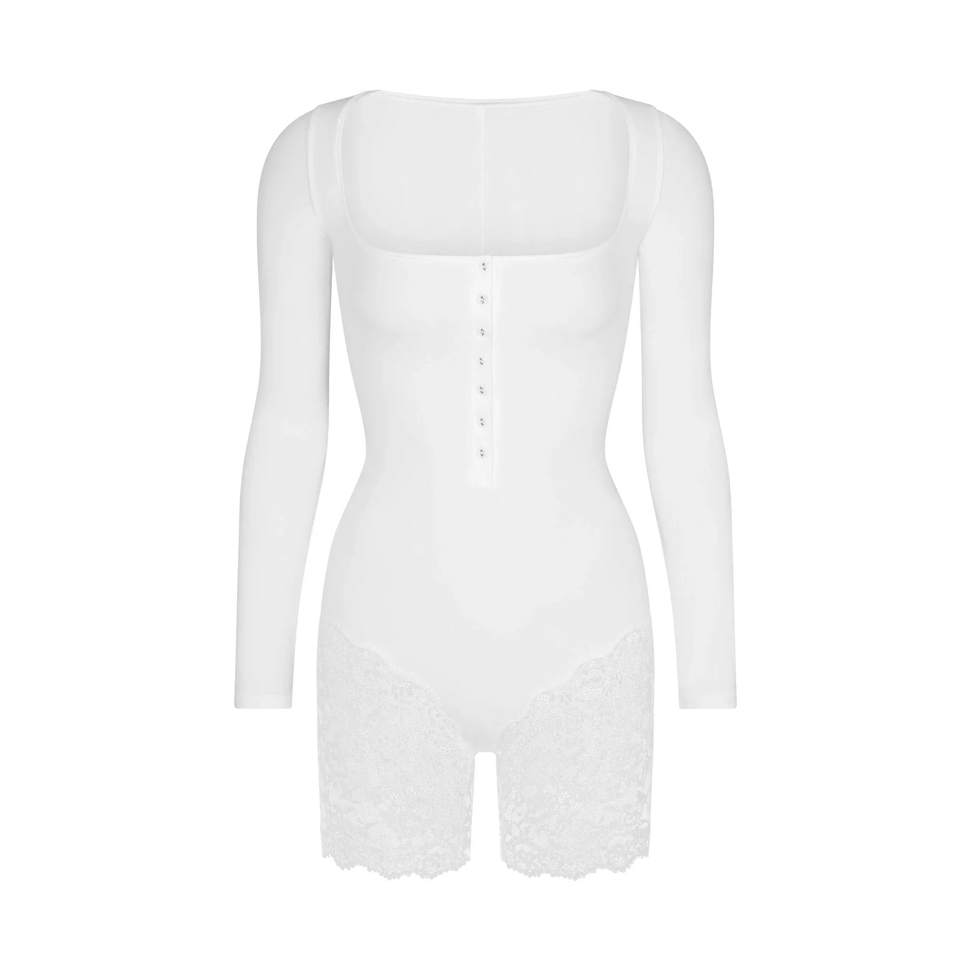 SKIMS FITS EVERYBODY LACE LONG SLEEVE ONESIE | SNOW - ONESIE - My Suti