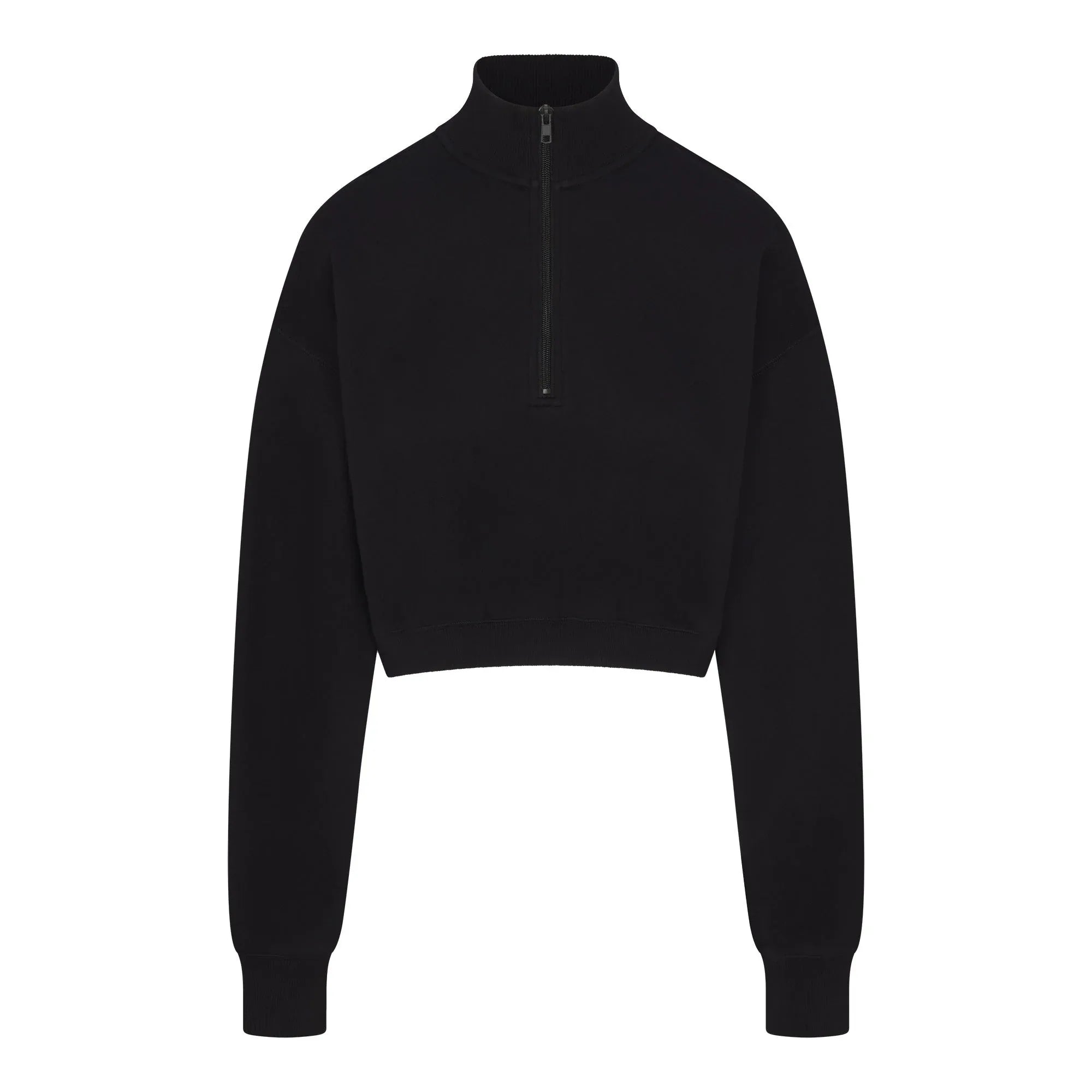SKIMS COTTON FLEECE CROPPED HALF ZIP PULLOVER | ONYX - KAPŞONLU ÜST - My Suti