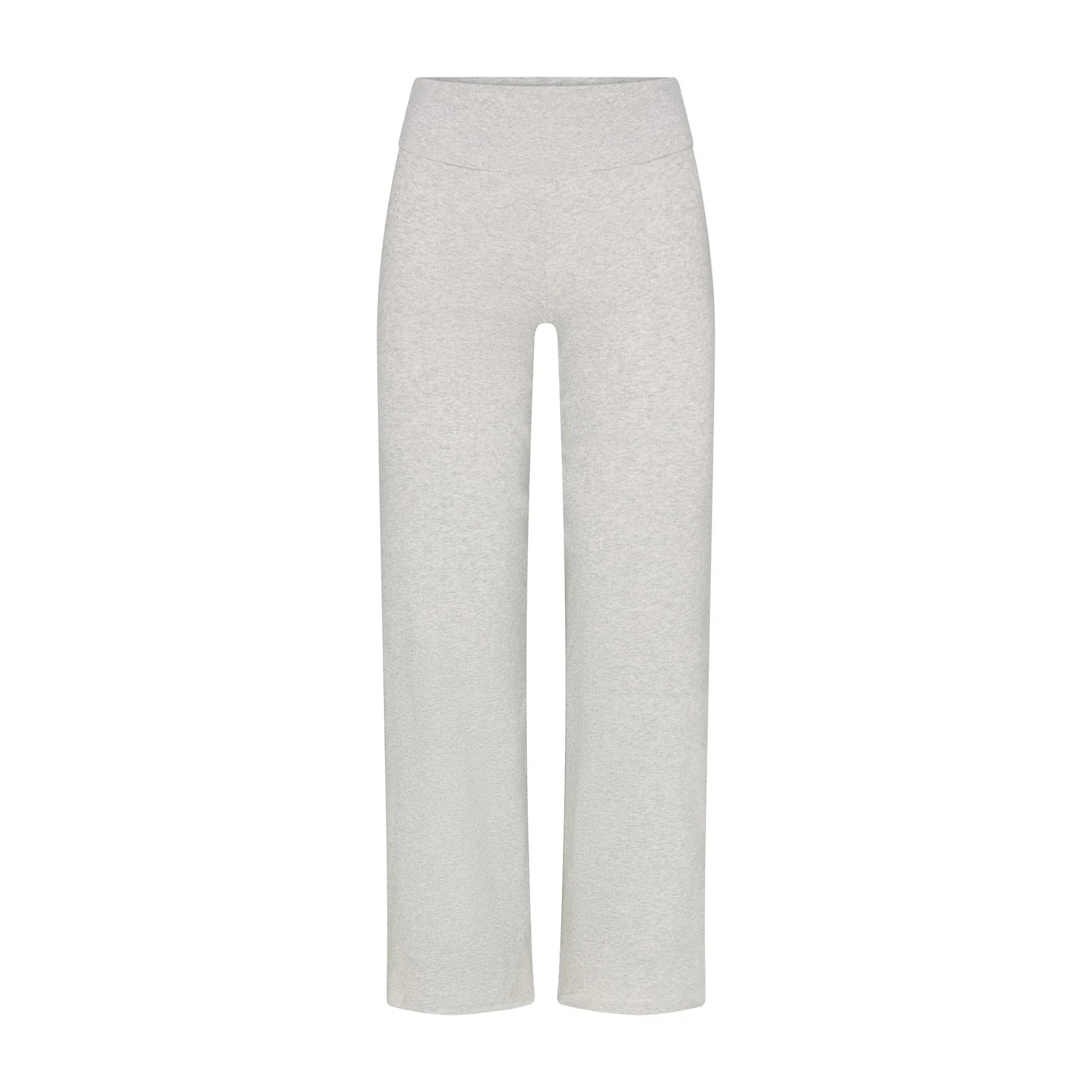 SKIMS COTTON RIB FOLDOVER STRAIGHT LEG PANT | LIGHT HEATHER GREY - PANTOLON - My Suti