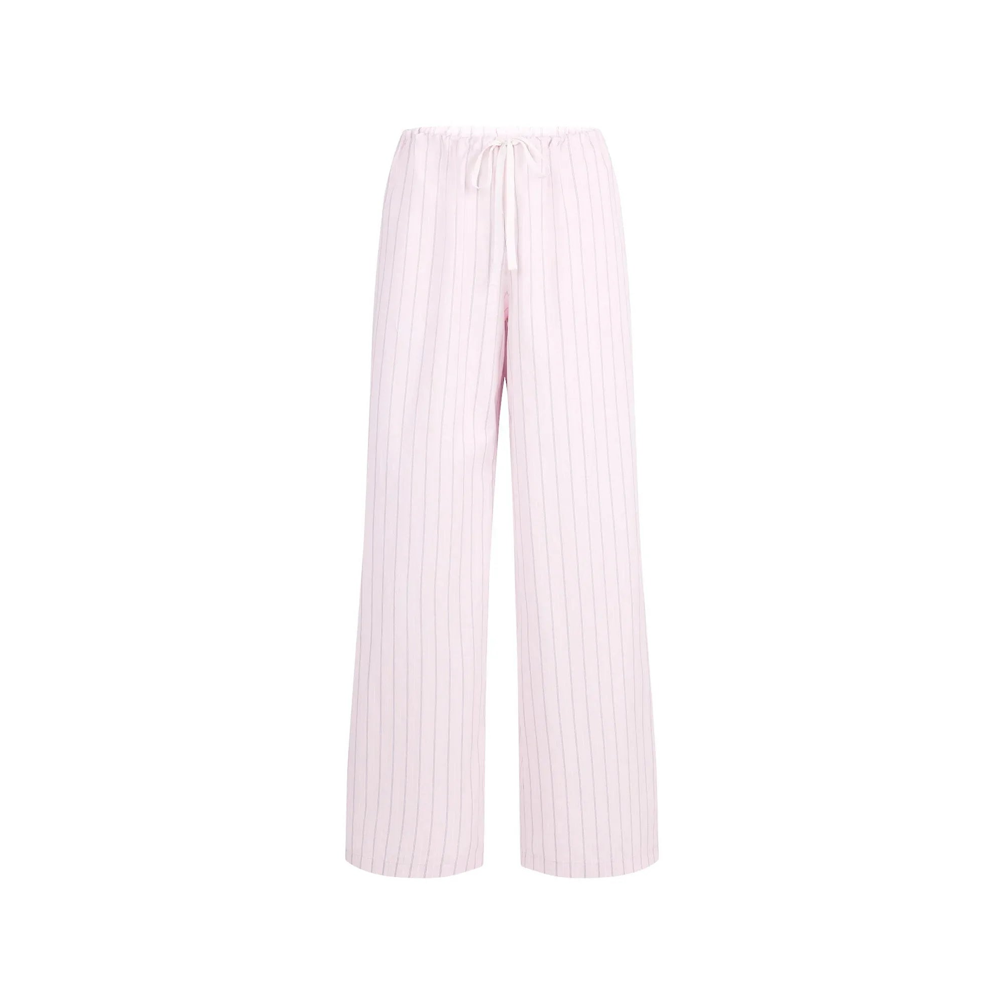 SKIMS COTTON POPLIN STRAIGHT LEG PANT | PALE PINK PENCIL STRIPE - PANTOLON - My Suti