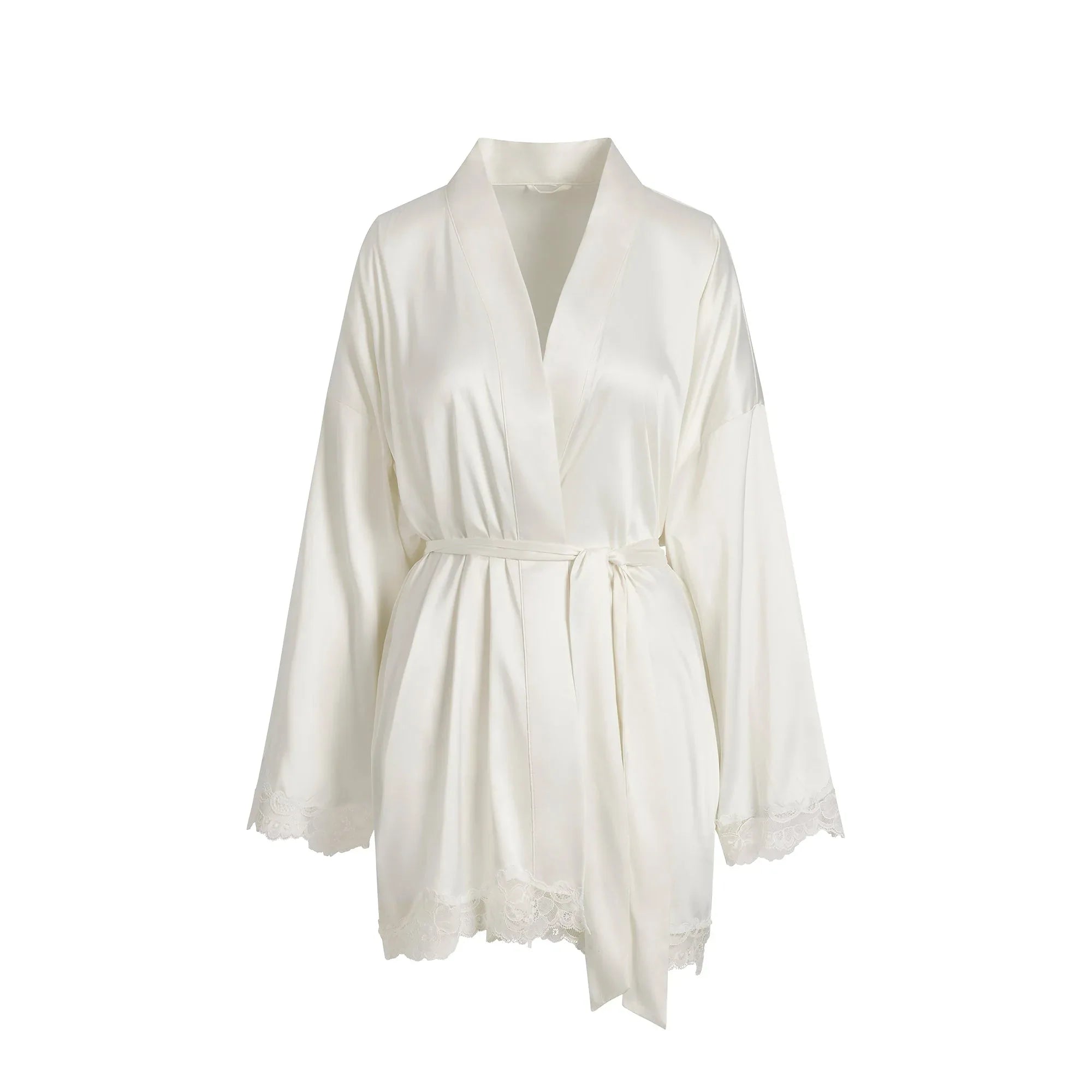 SKIMS WOVEN SHINE LACE ROBE | IVORY - ROBE - My Suti