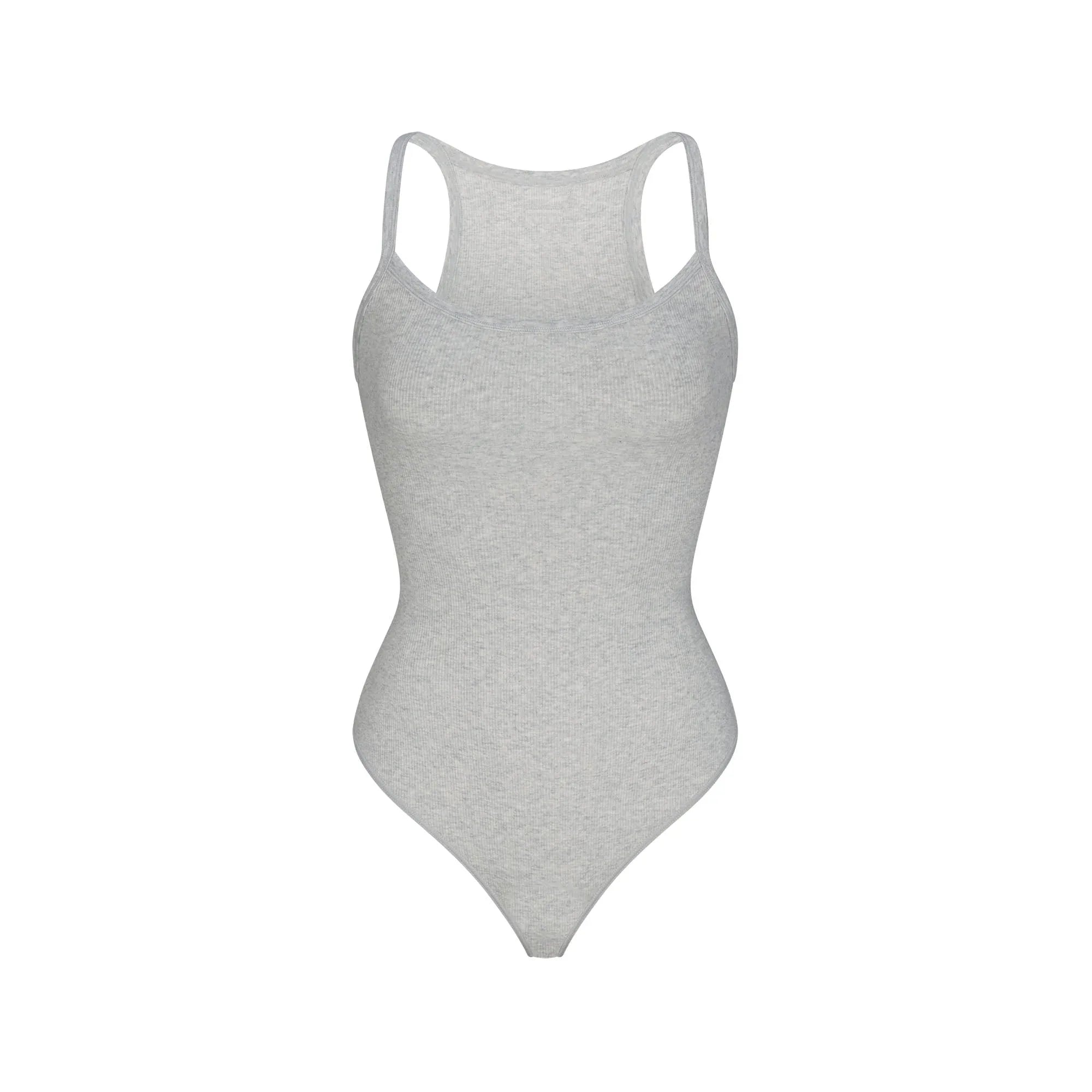 SKIMS COTTON RIB CAMI BODYSUIT | LIGHT HEATHER GREY - BODYSUIT - My Suti