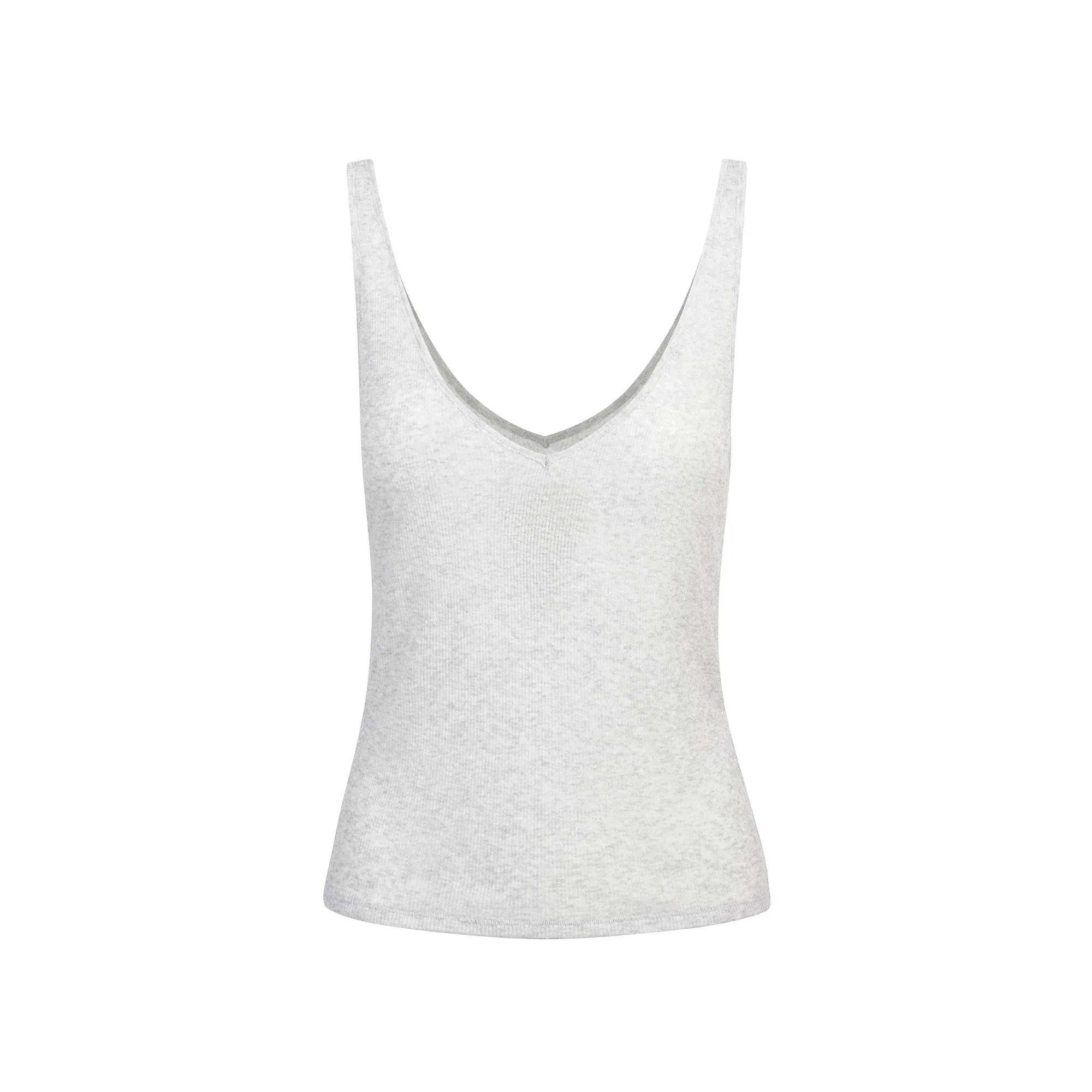 SKIMS SHEER COTTON V NECK TANK | LIGHT HEATHER GREY - TİŞÖRT - My Suti