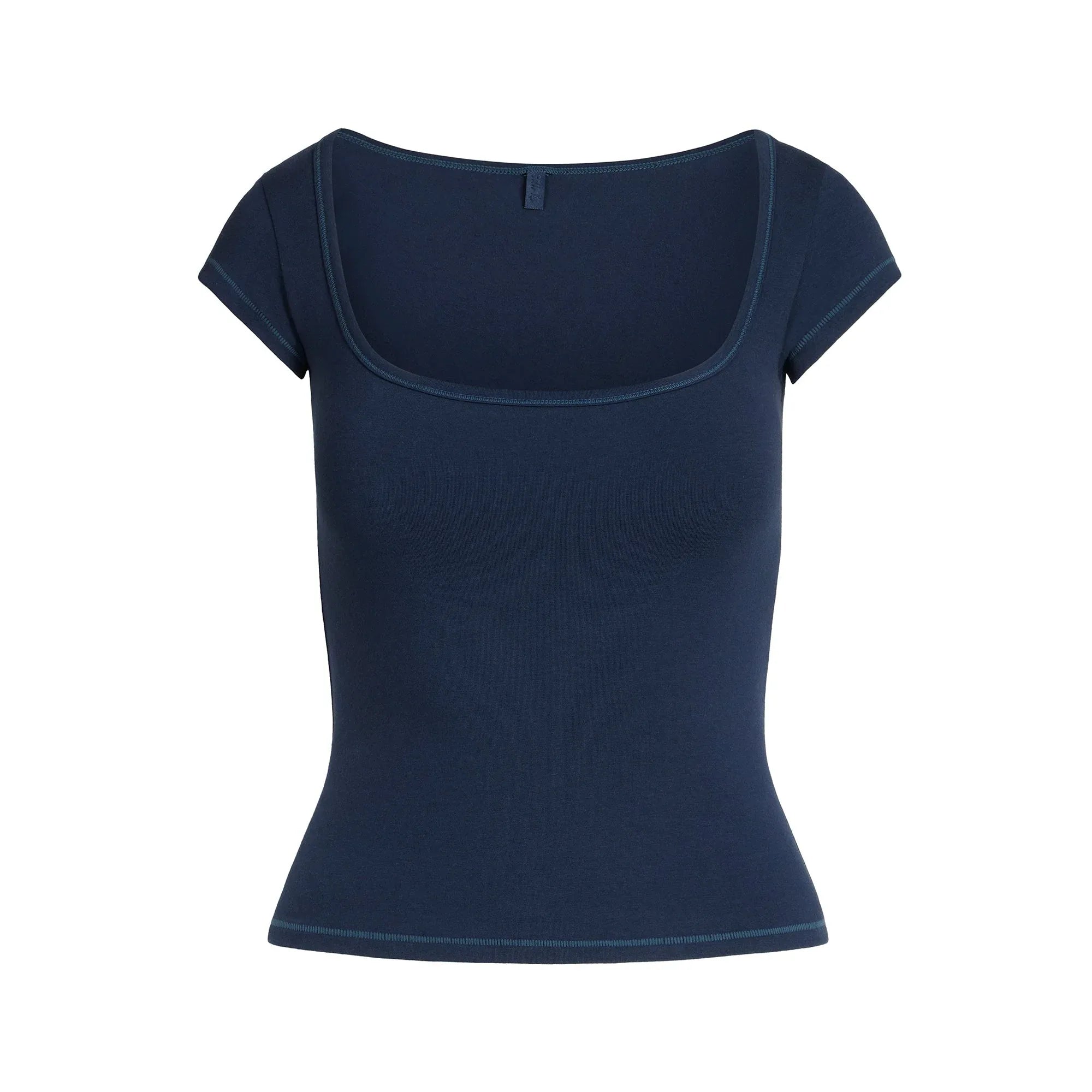 SKIMS COTTON JERSEY SCOOP NECK T-SHIRT | NAVY - TİŞÖRT - My Suti
