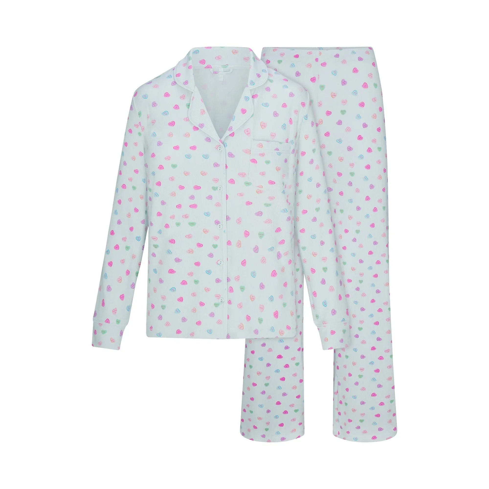 SKIMS SOFT LOUNGE SLEEP SET | CLOUD CANDY HEART PRINT - PİJAMA TAKIMI - My Suti