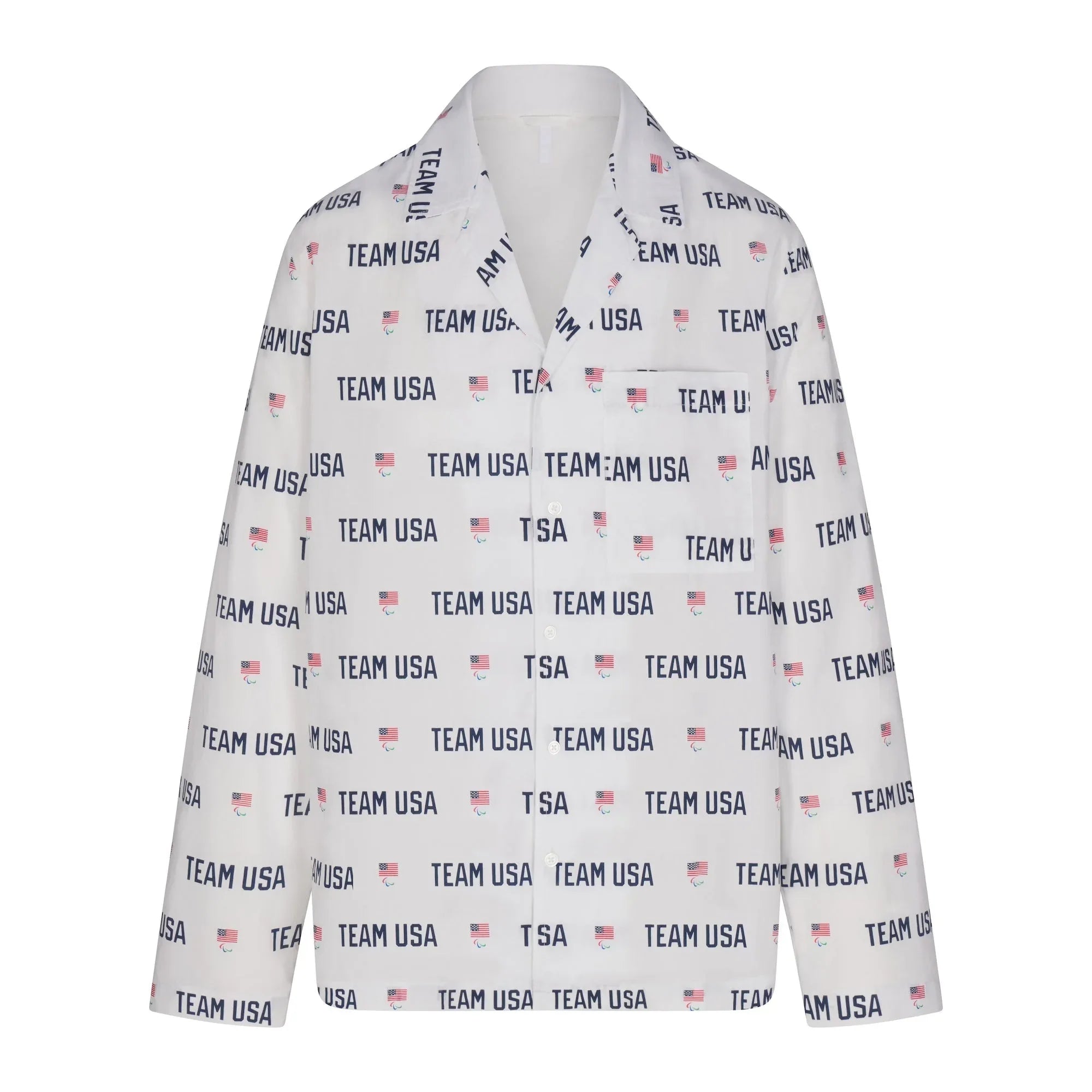 SKIMS FOR TEAM USA COTTON POPLIN SLEEP PARALYMPIC LONG SET | WHITE - PİJAMA TAKIMI - My Suti