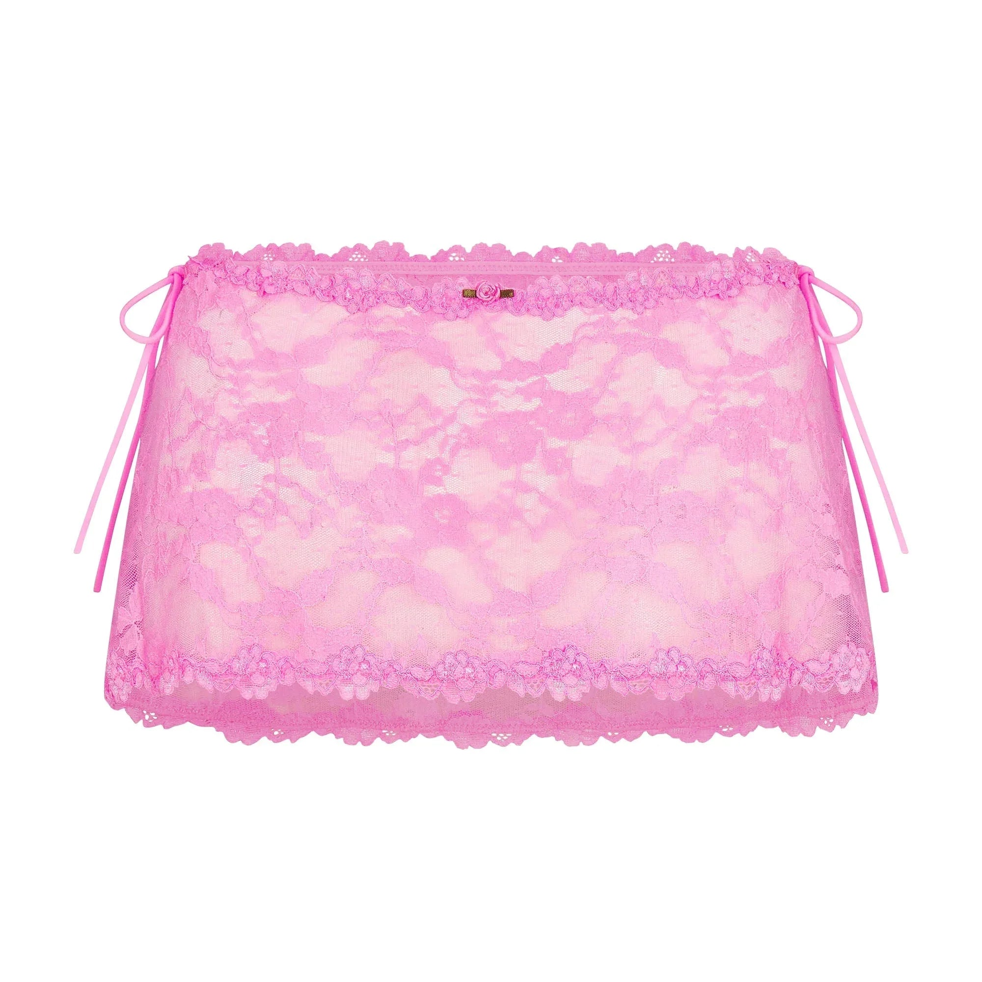 SKIMS STRETCH LACE TIE SIDE MINI SKIRT | SUGAR PINK - ETEK - My Suti